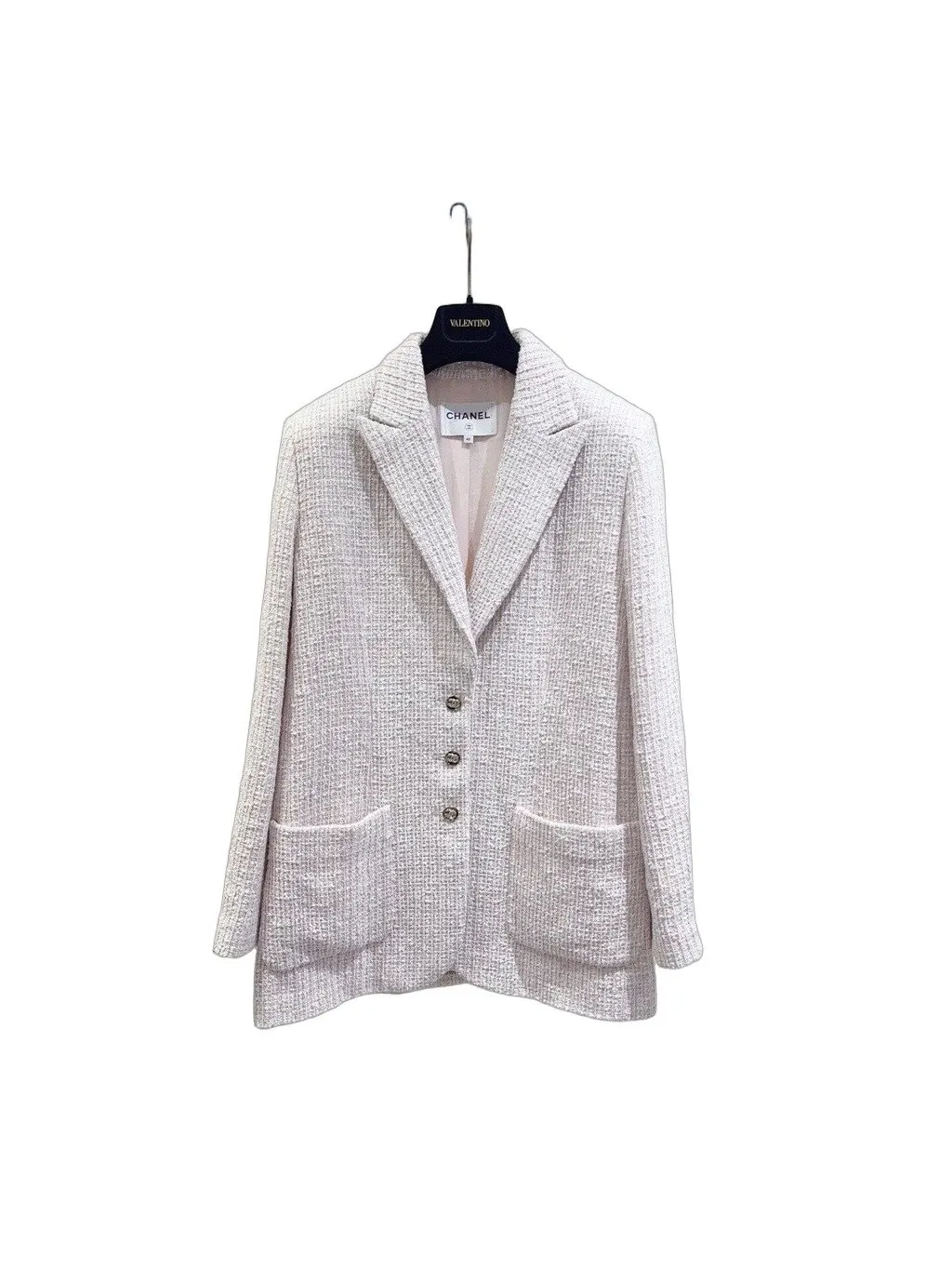 Chanel Pink Tweed Jacket Pink Tweed Never worn - Front View