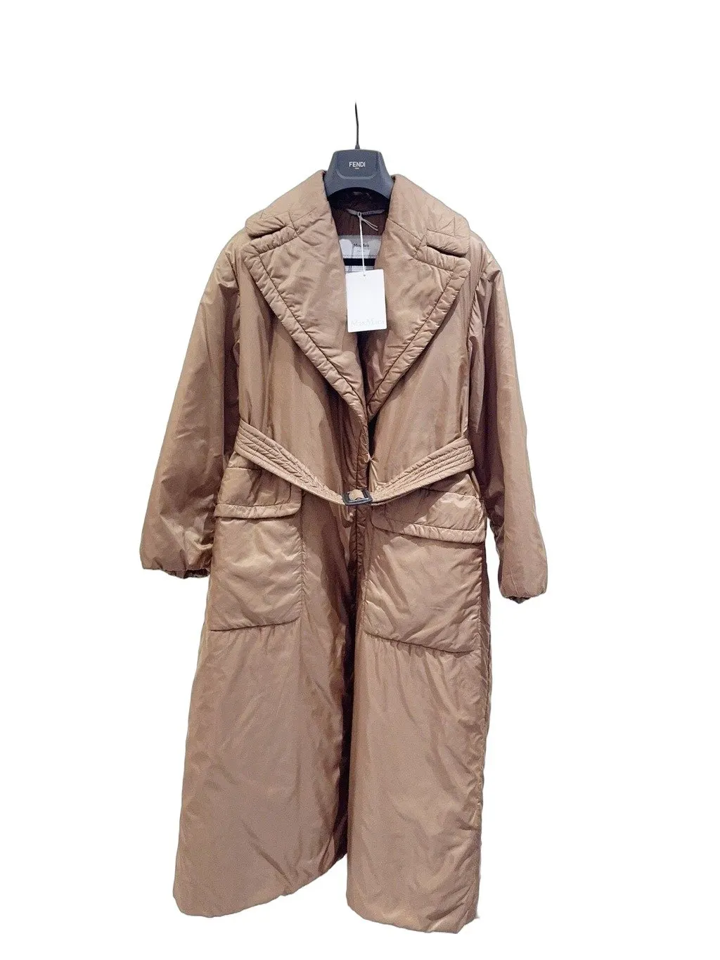 Max Mara Camel Polyester Coat Camel Polyester Never worn, with tag - Front View