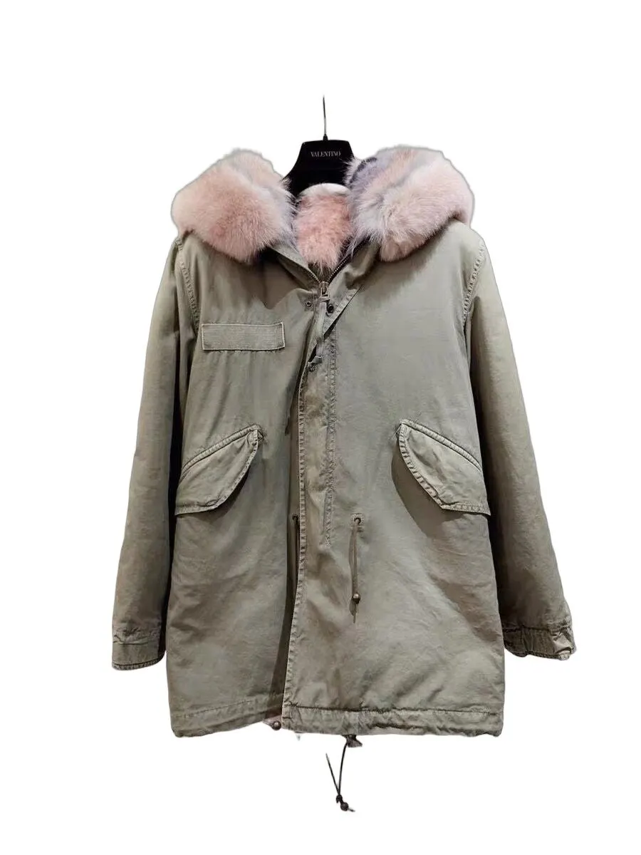 Unsigned Khaki Cotton Coat Khaki Cotton Very good - Front View