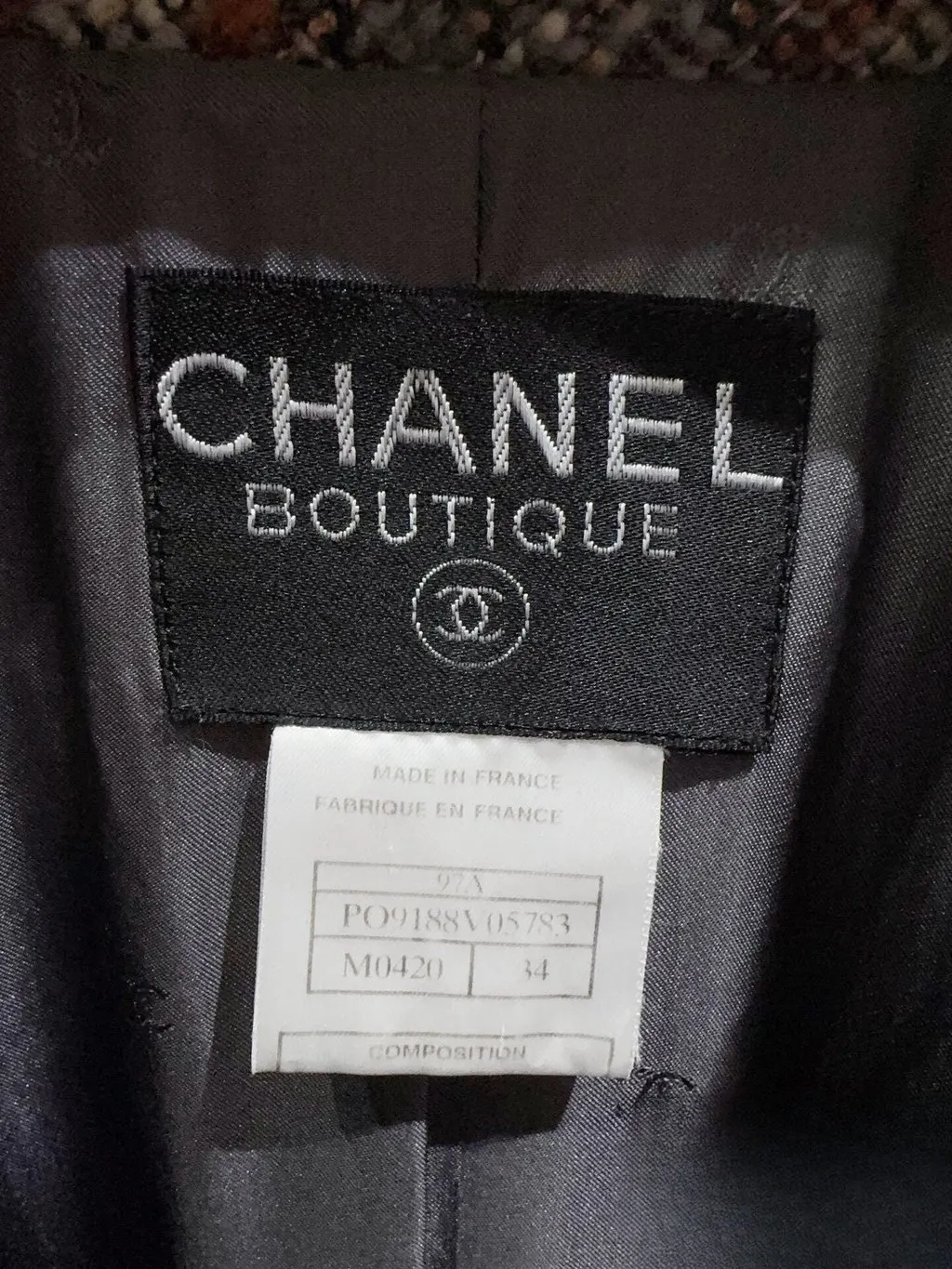 Chanel Tweed Coat MultiColor Tweed Very good - Inside View