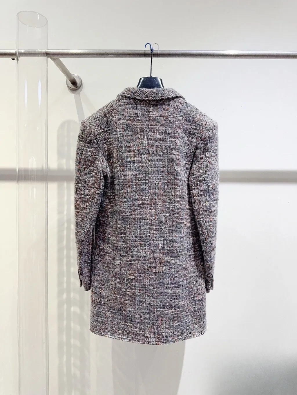 Chanel Tweed Coat MultiColor Tweed Very good - Model View