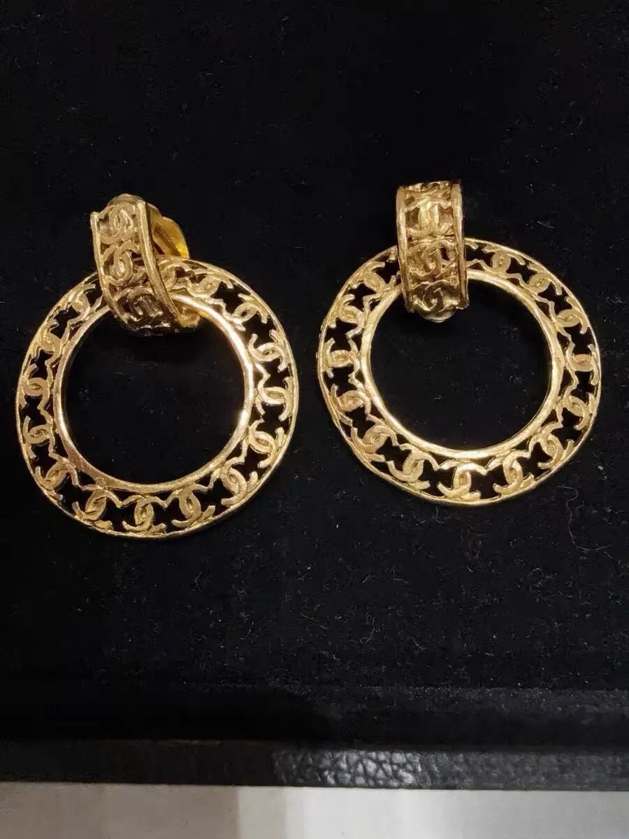 Chanel Gold Plated Earrings Gold Very good - Back View