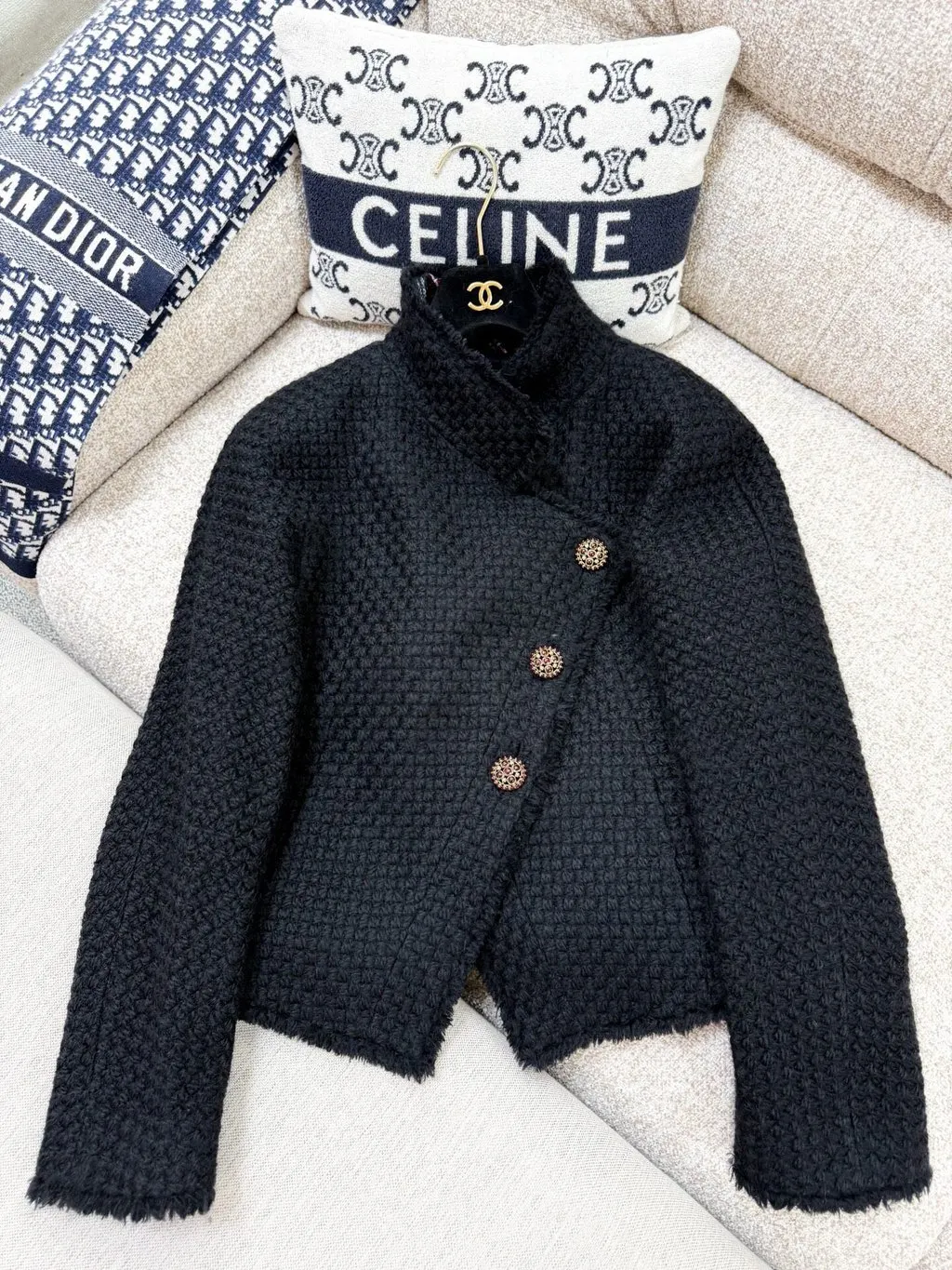 Chanel Paris-Edimbourg Black Tweed Jacket Black Tweed Very good - Inside View