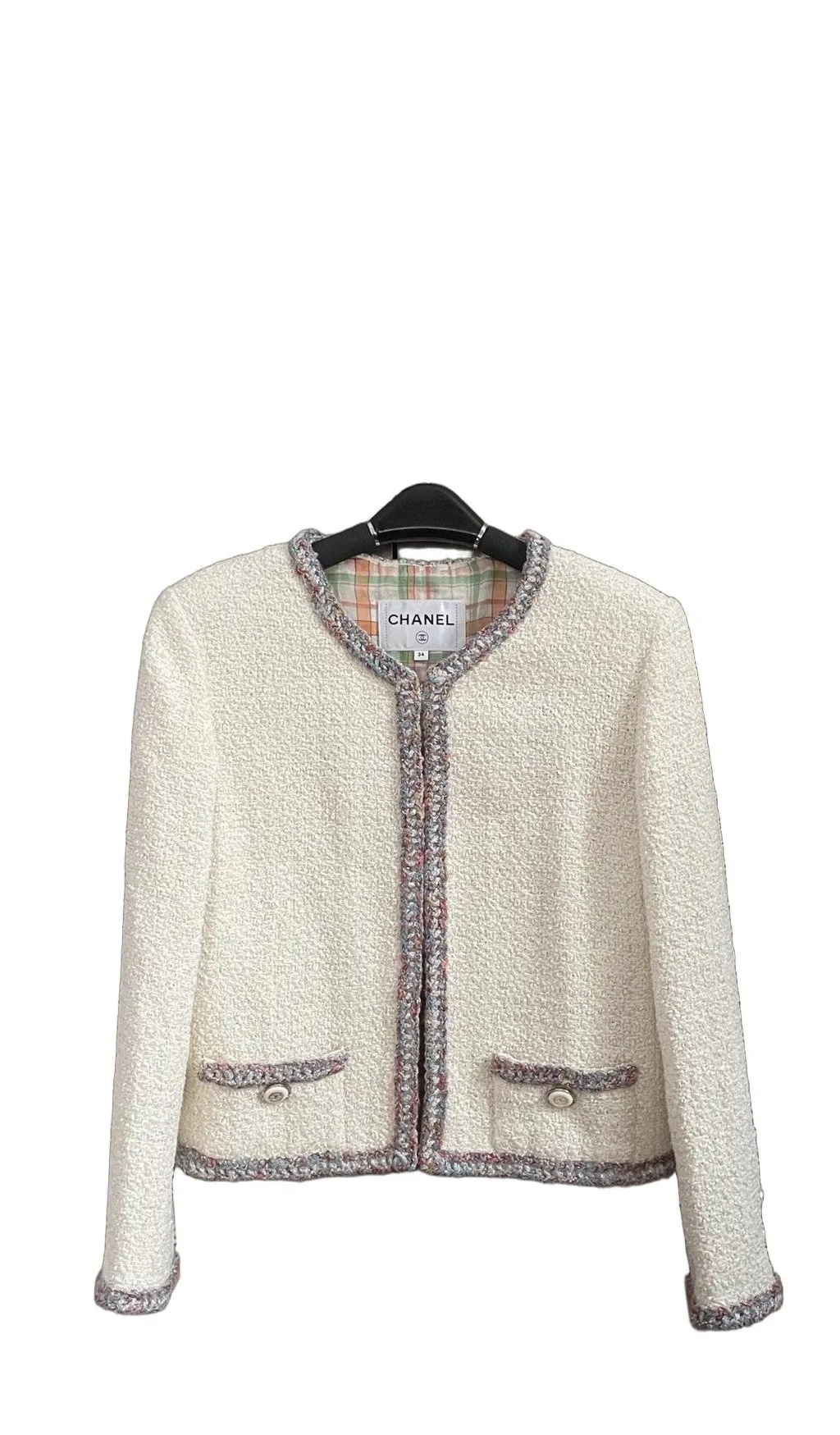 Chanel White Tweed Jacket White Tweed Very good - Front View