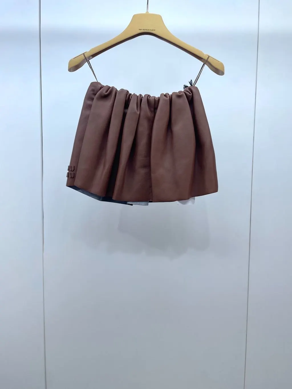 Miu Miu Brown Leather Skirt Brown Leather Very good - Back View