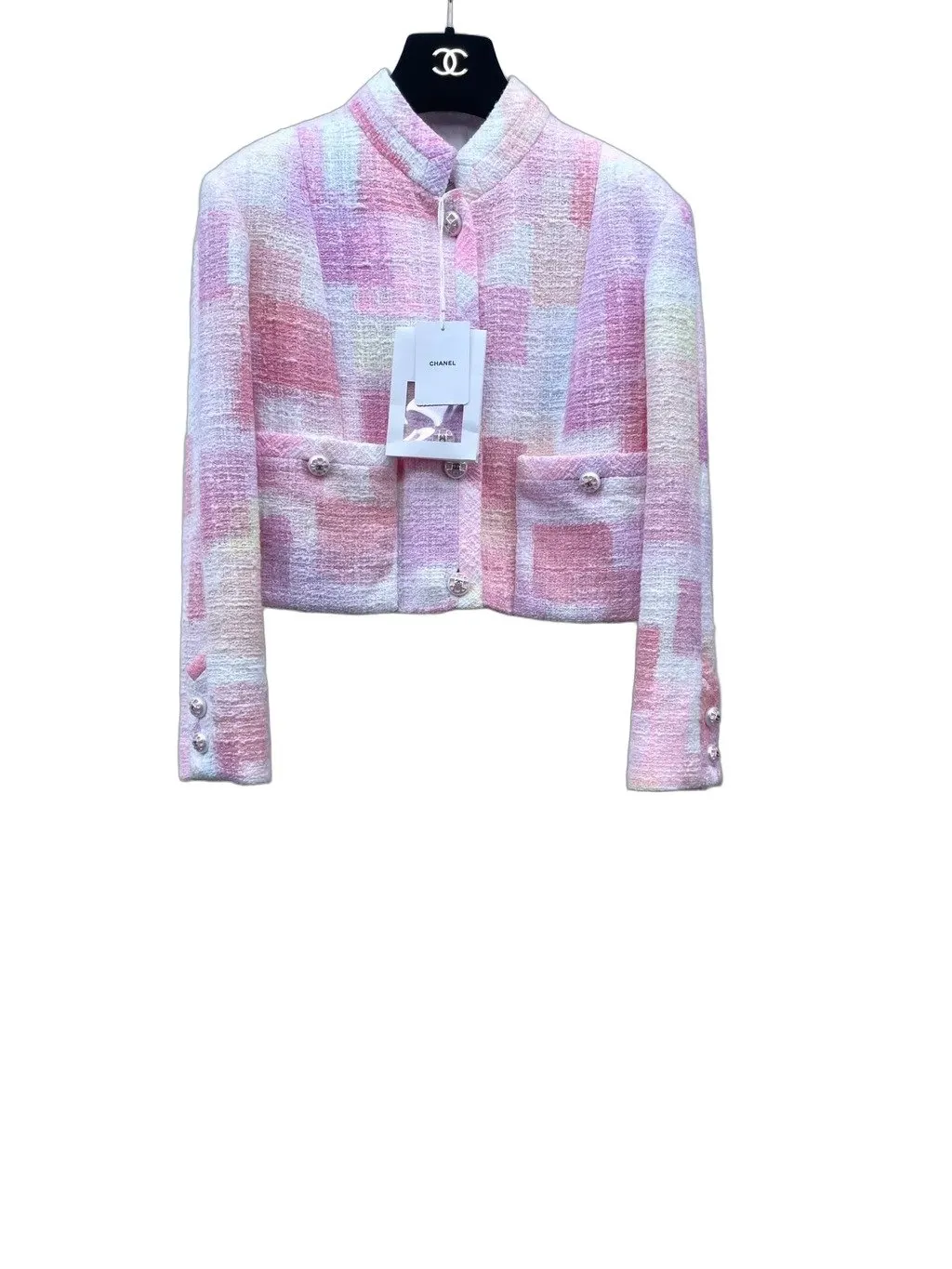 Chanel 23S Pink Tweed Jacket Pink Tweed Very good - Front View
