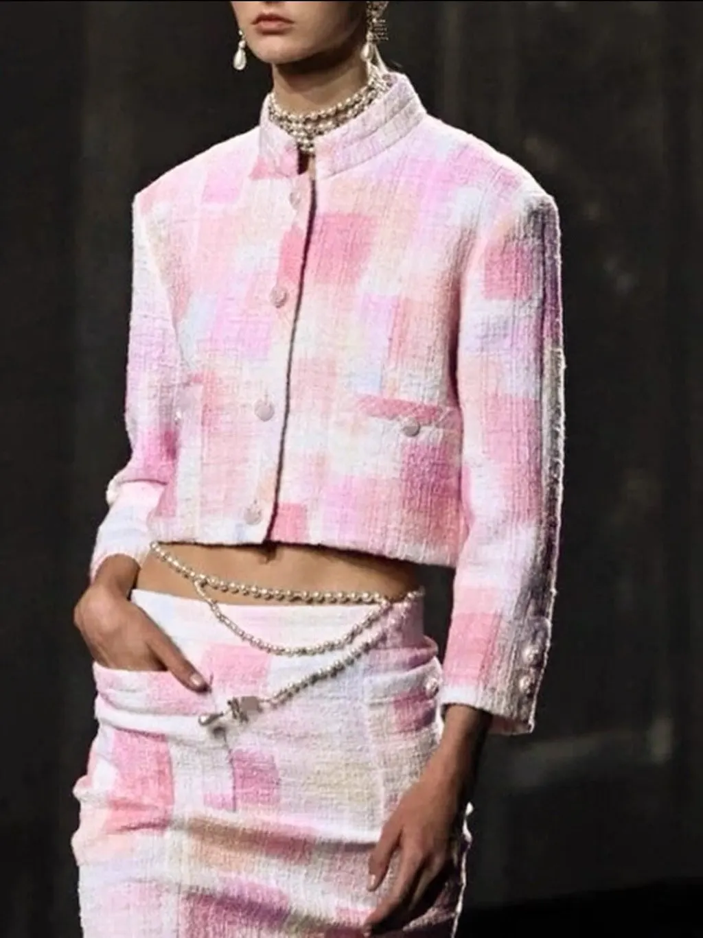 Chanel 23S Pink Tweed Jacket Pink Tweed Very good - Model View