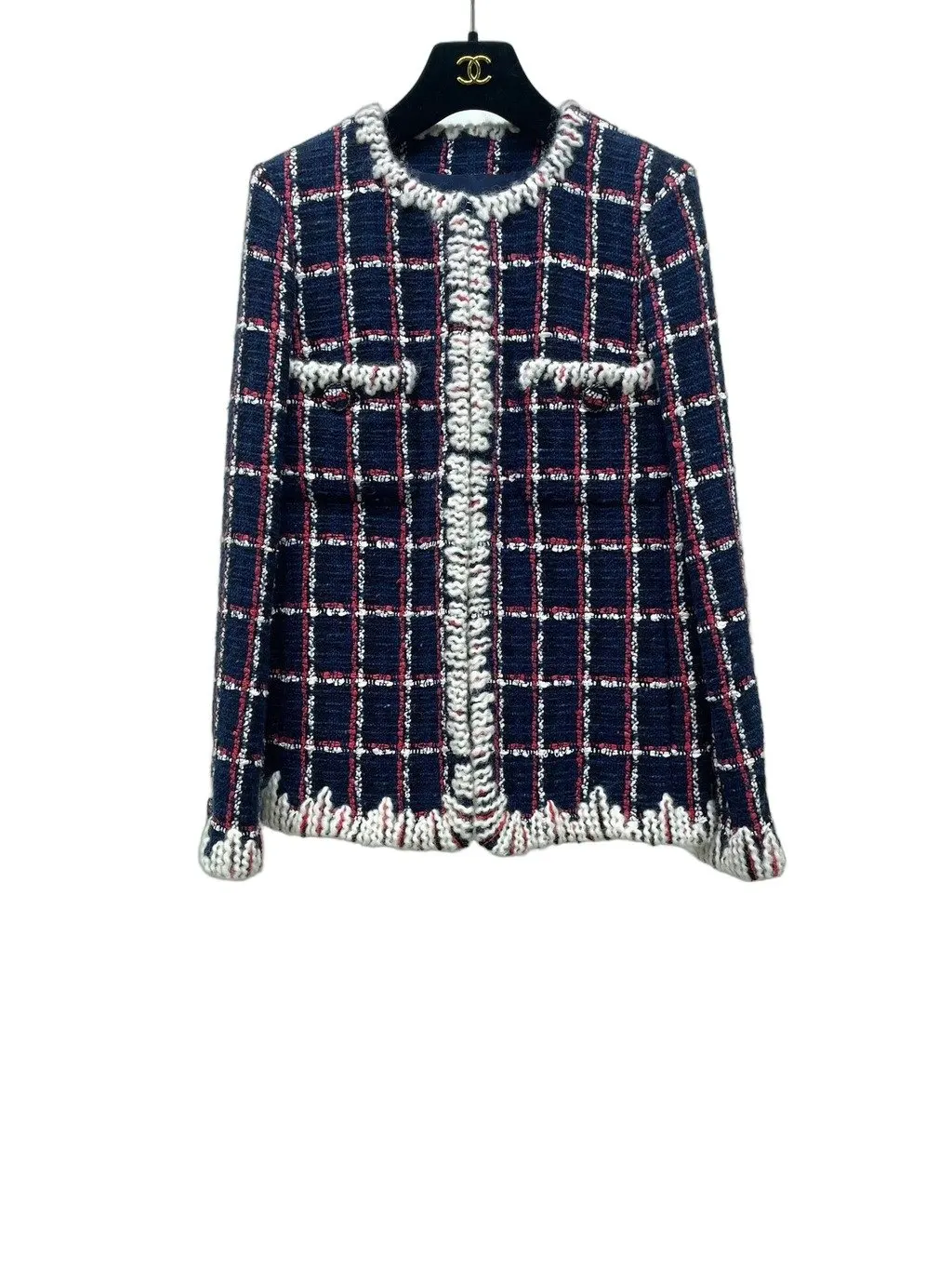 Chanel Tweed Jacket MultiColor Tweed Good - Front View