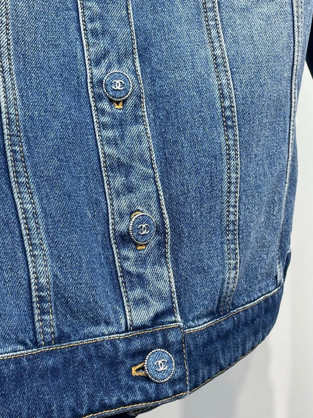 Chanel 24B Blue Denim Jacket Blue Denim Very good - Model View