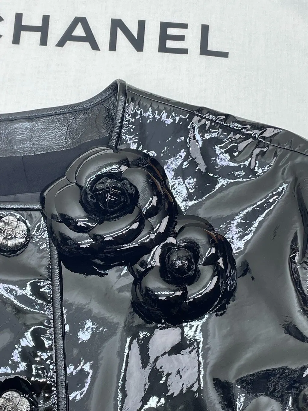 Chanel 23K Black Leather Jacket Black Leather Very good - Box View