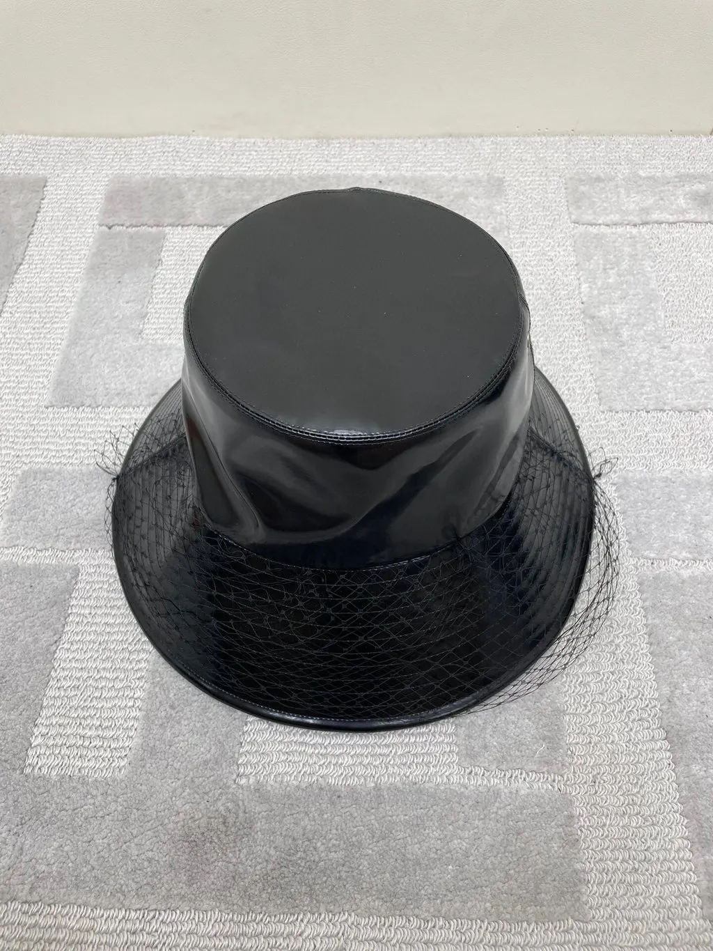 Dior Black Leather Hat Black Leather Very good - Back View