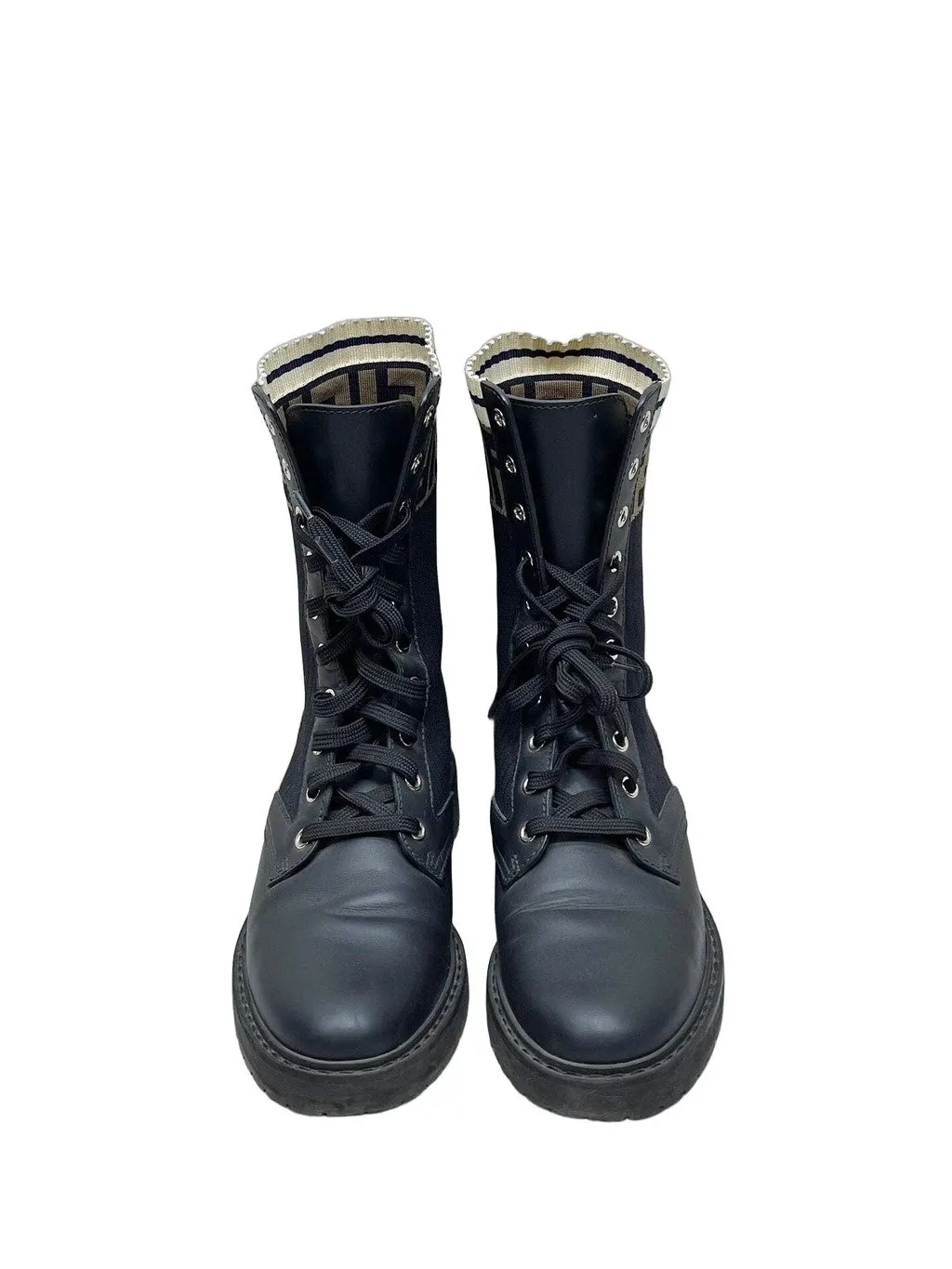 Fendi Black Leather Boots Black Leather Very good - Front View