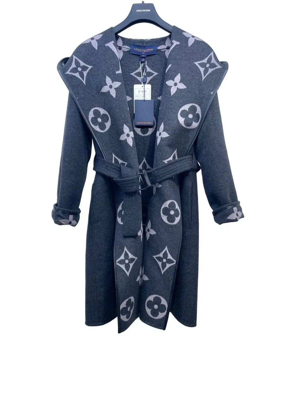 Louis Vuitton Grey Wool Coat Grey Wool Very good - Front View