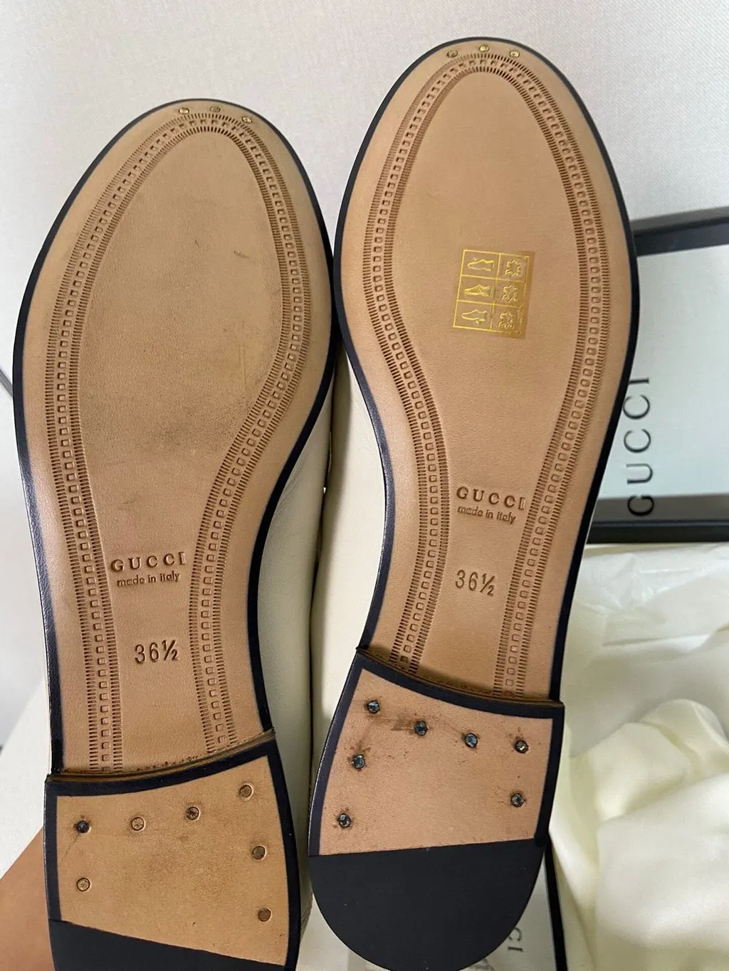 Gucci White Leather Flat Shoes White Leather Never worn - Model View
