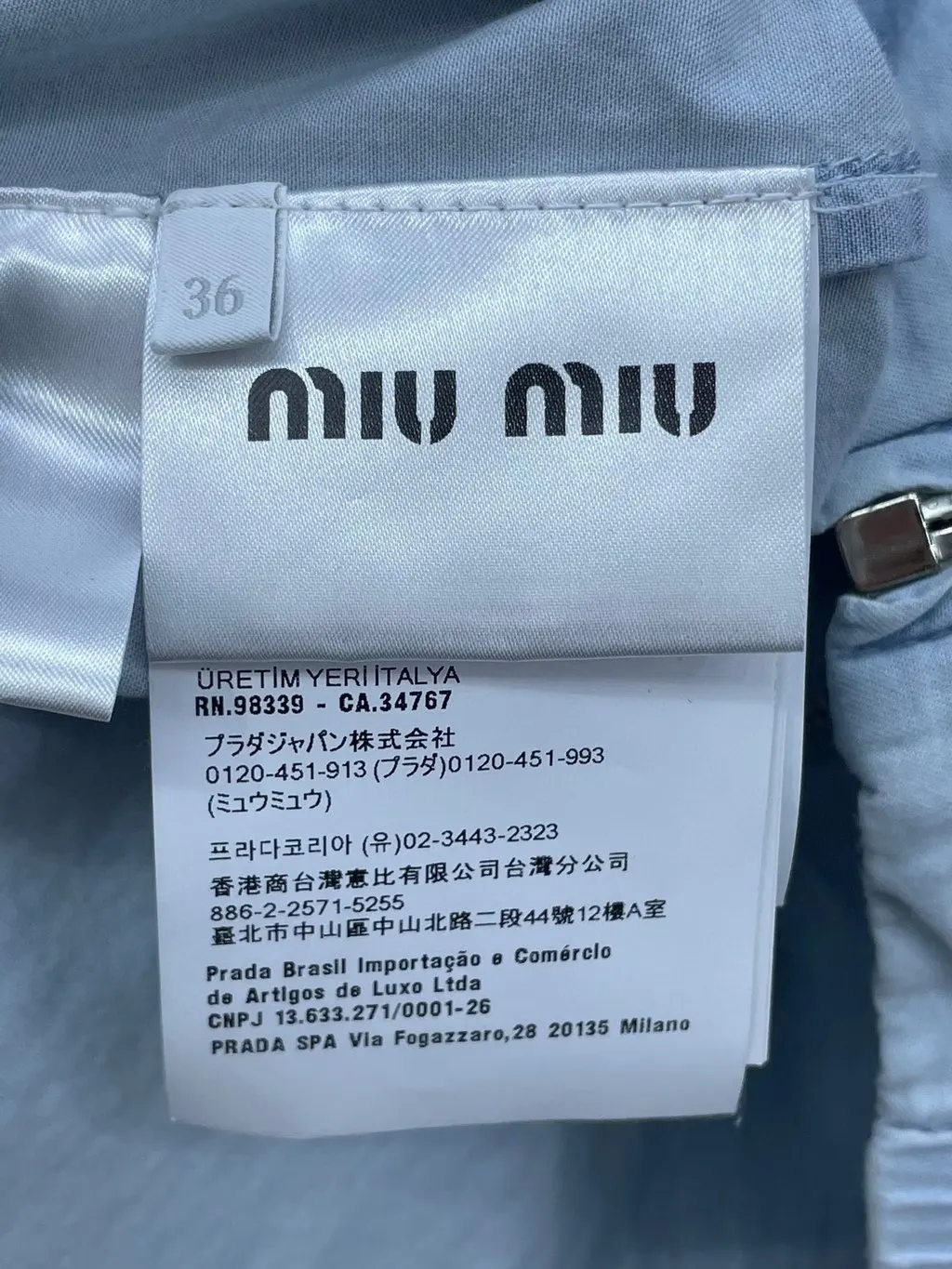 Miu Miu Blue Denim Jacket Blue Denim Good - Inside View