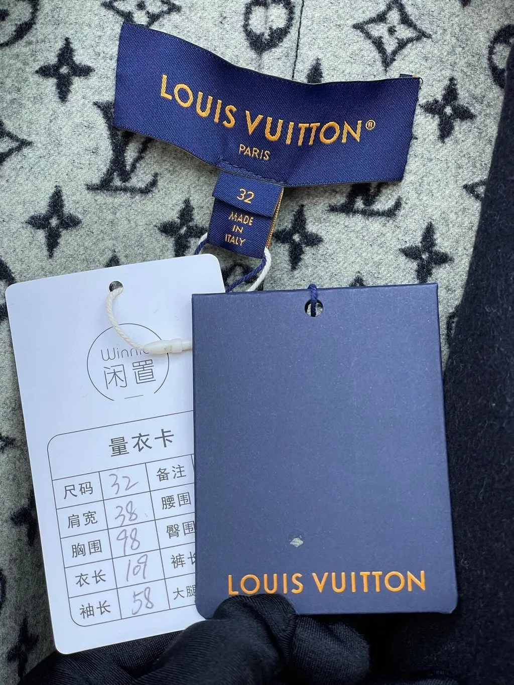 Louis Vuitton Black Wool Coat Black Wool Never worn, with tag - Box View