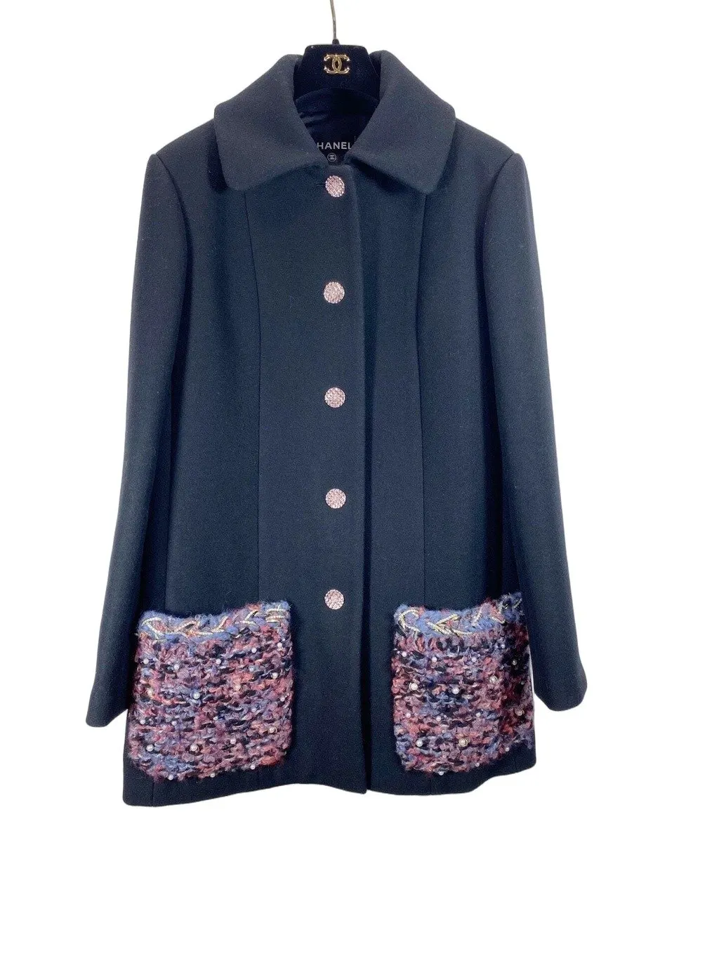 Chanel Black Tweed Jacket Black Tweed Very good - Front View