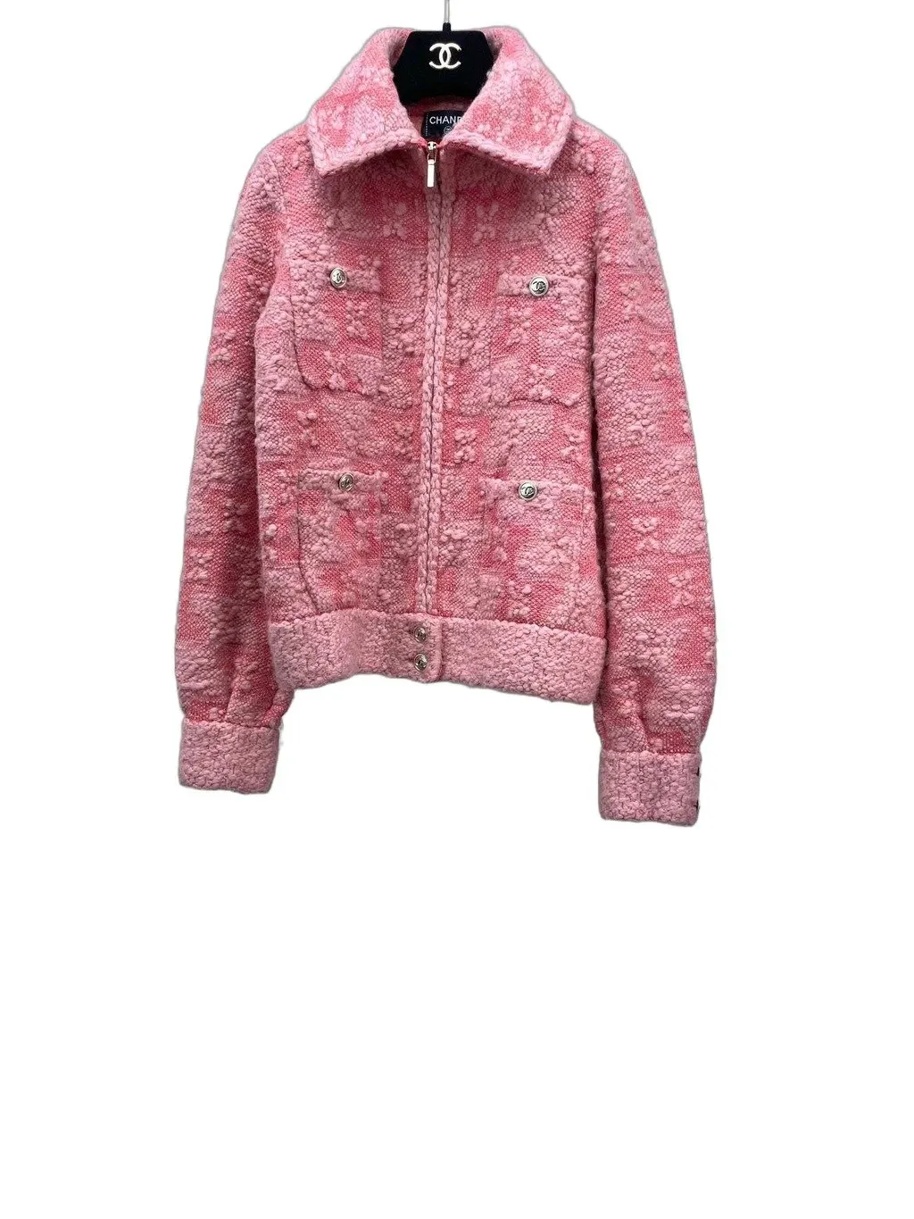 Chanel Pink Tweed Jacket Pink Tweed Very good - Front View