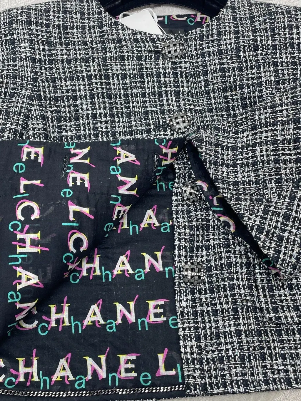 Chanel Tweed Jacket MultiColor Tweed Never worn, with tag - Model View