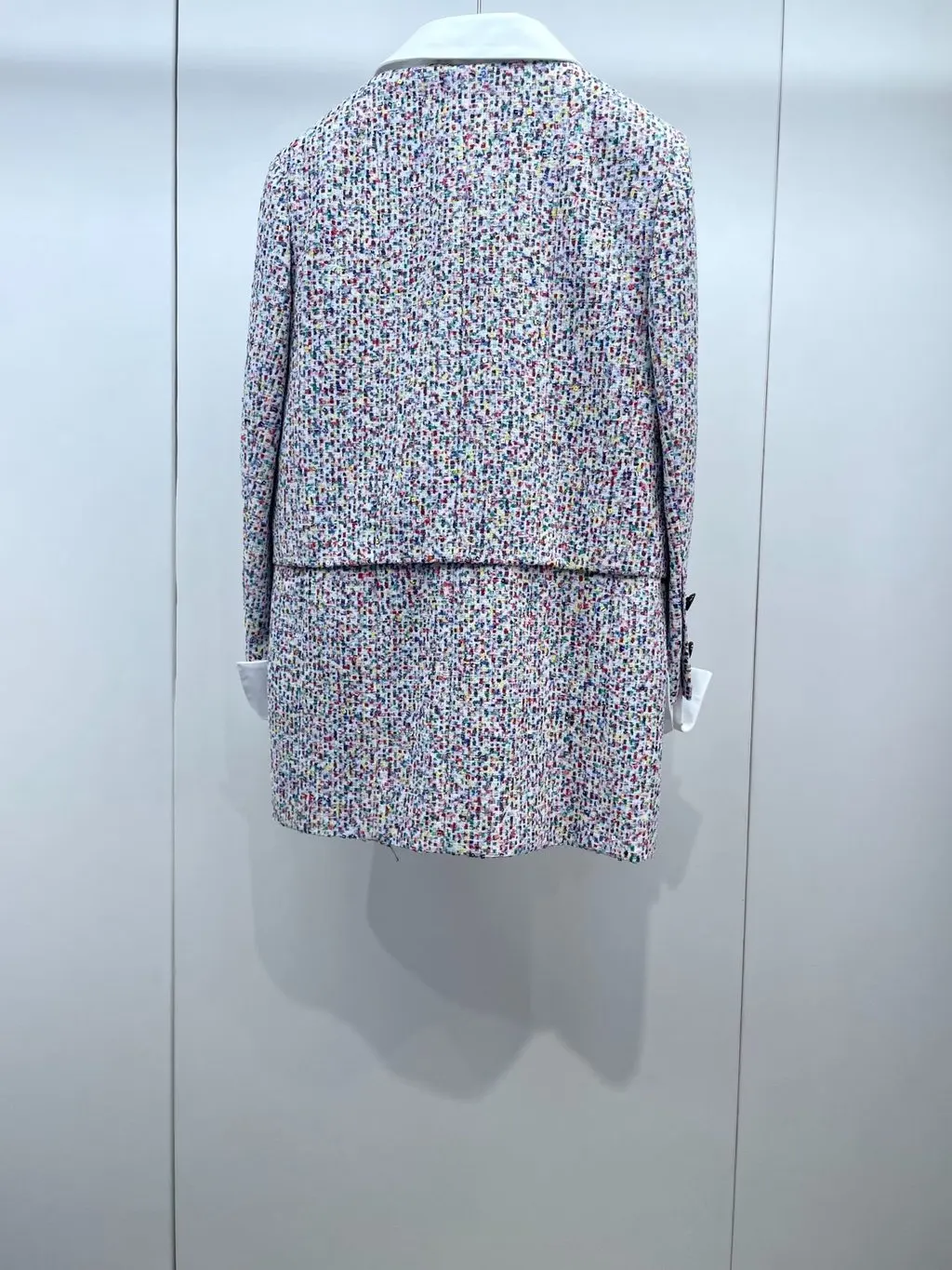 Chanel Tweed Jacket MultiColor Tweed Good - Back View