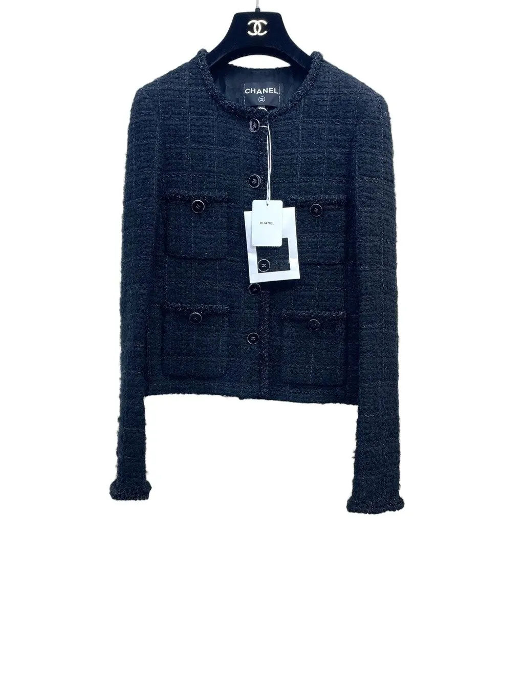 Chanel Black Tweed Jacket Black Tweed Never worn, with tag - Front View