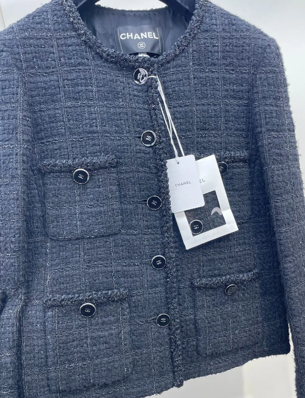 Chanel Black Tweed Jacket Black Tweed Never worn, with tag - Inside View