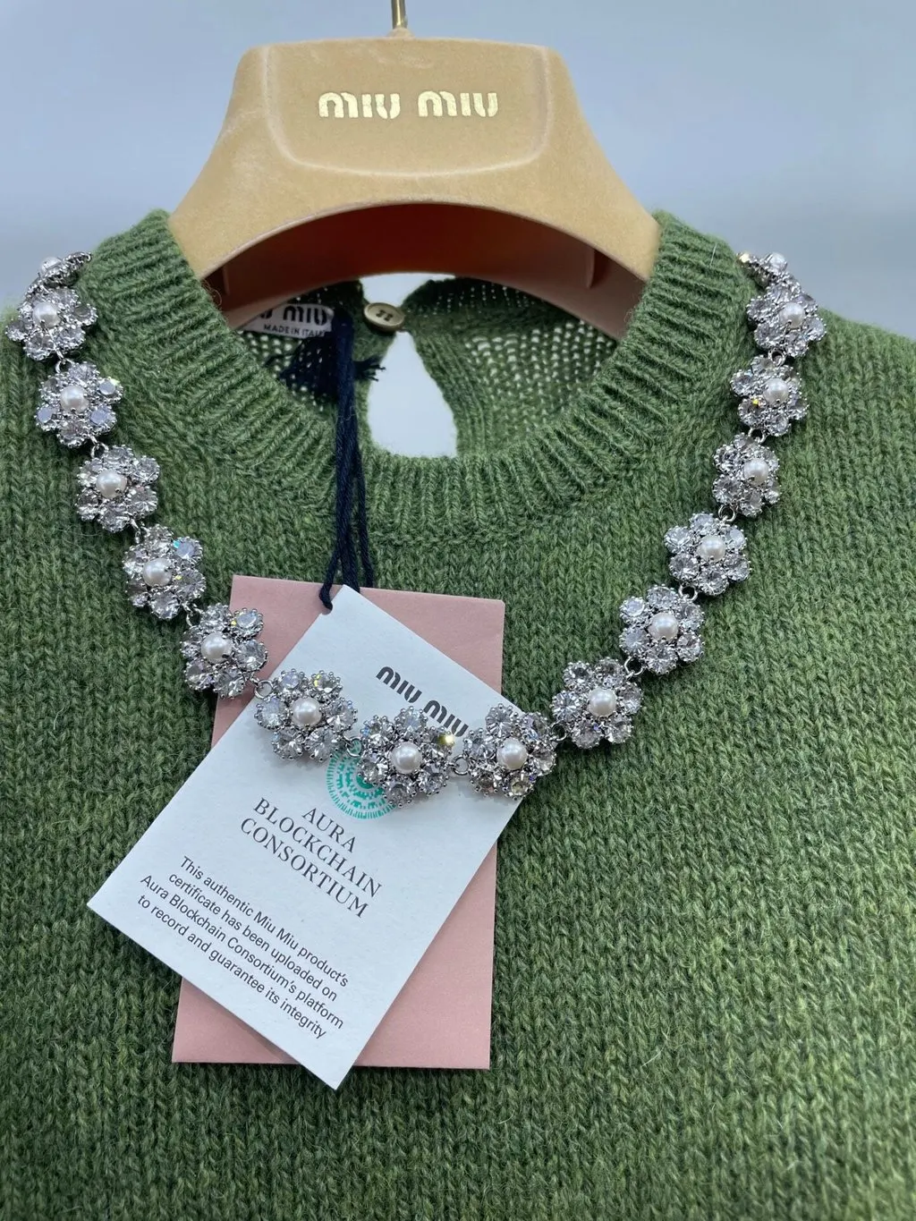 Miu Miu Green Wool Knitwear Green Wool Never worn, with tag - Model View