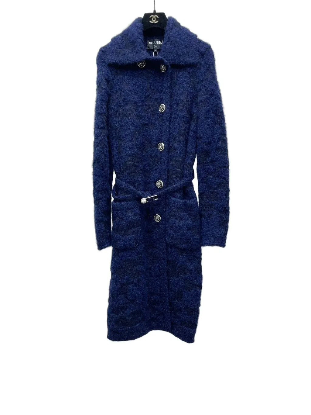 Chanel Navy Cashmere Coat Navy Cashmere Good - Front View