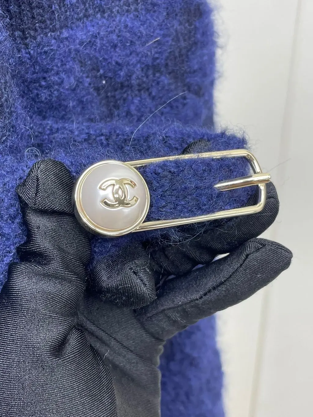 Chanel Navy Cashmere Coat Navy Cashmere Good - Model View