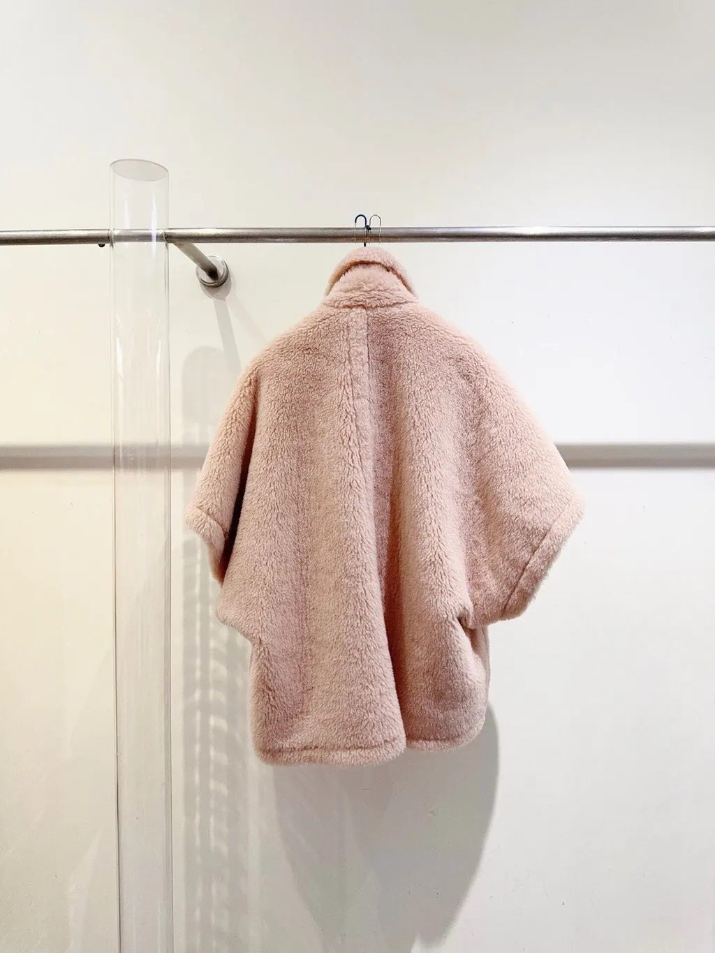 Max Mara Pink Faux Fur Coat Pink Never worn - Model View