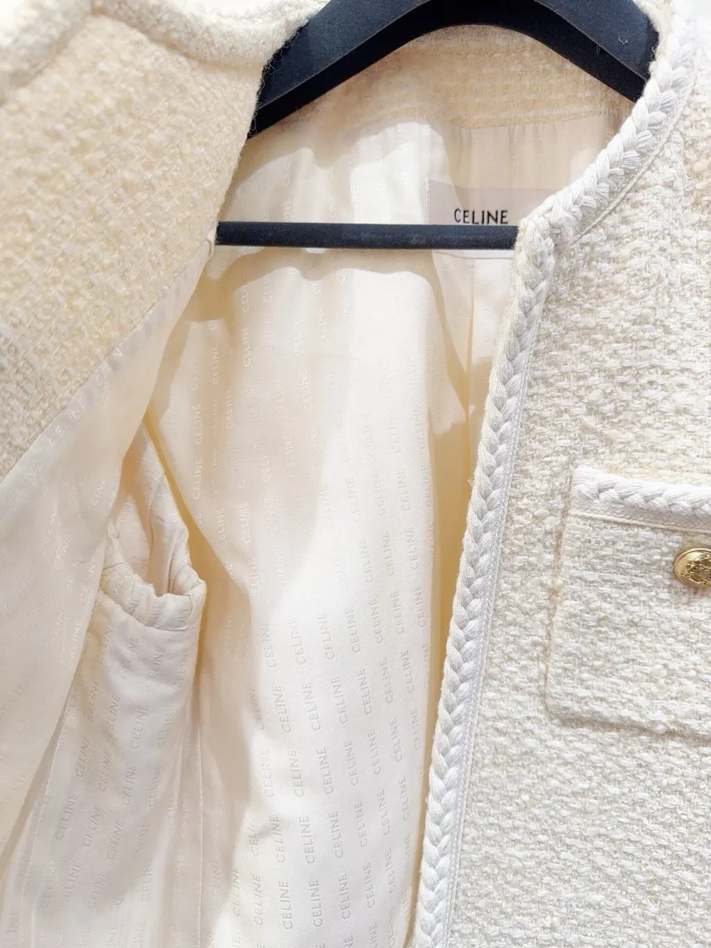 Celine White Tweed Jacket White Tweed Never worn - Inside View