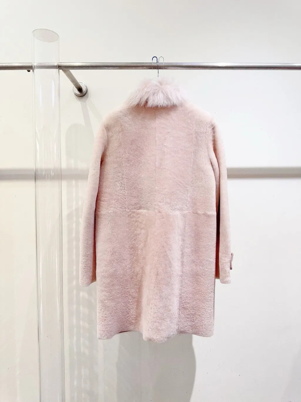 Miu Miu Pink Shearling Jacket Pink Shearling Very good - Back View