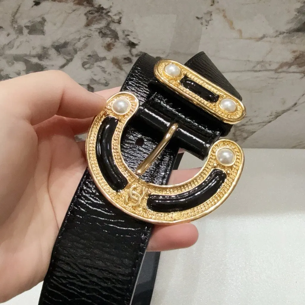 Chanel Black Leather Belt Black Leather Very good - Inside View