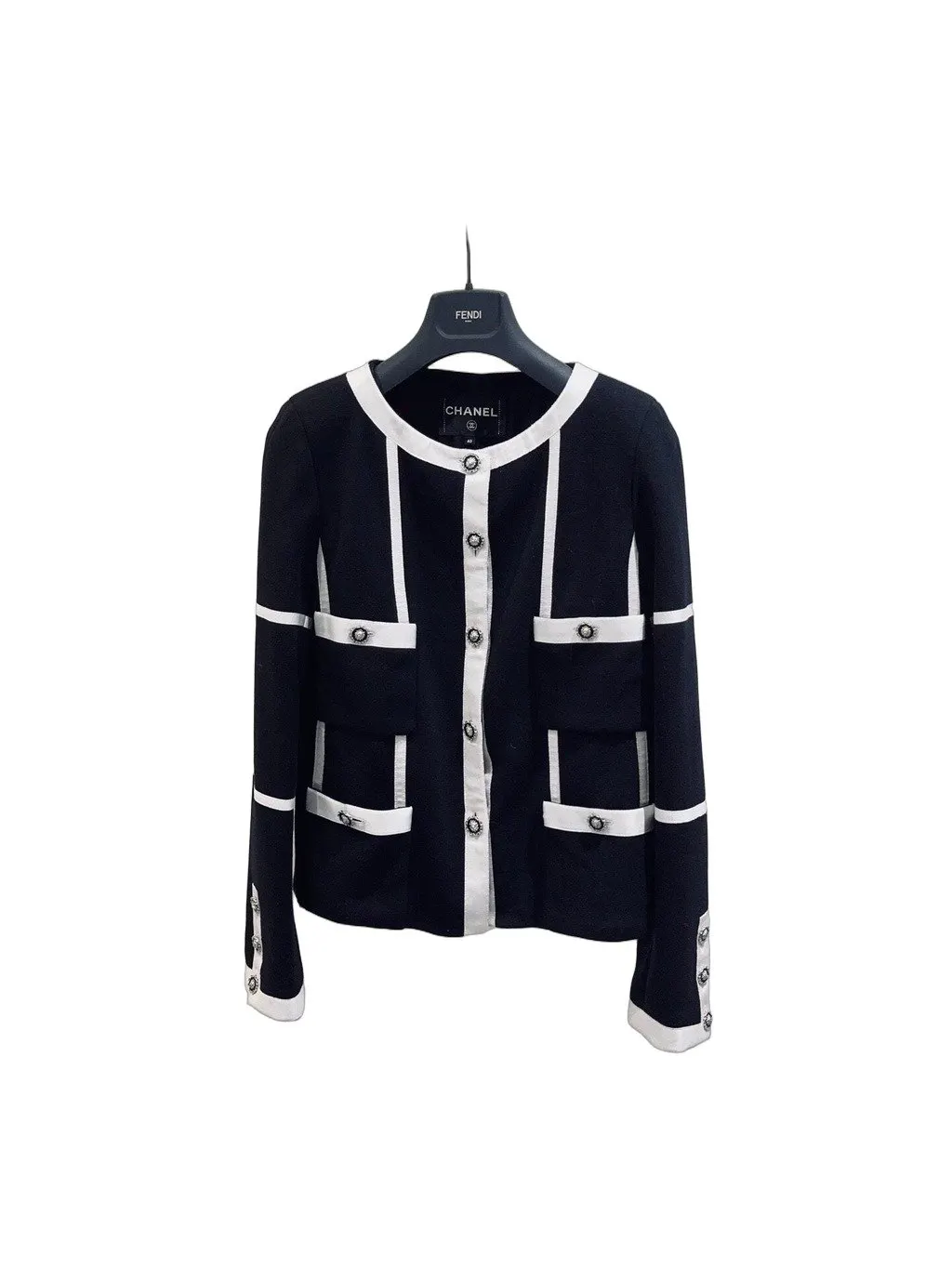 Chanel Black Tweed Jacket Black Tweed Very good - Front View