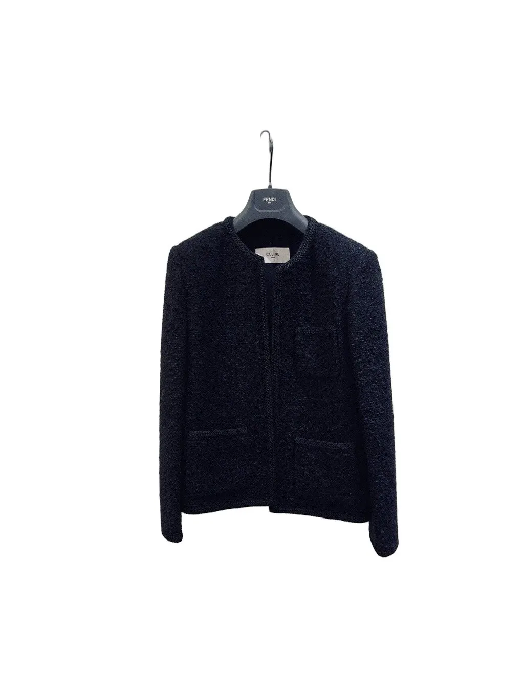 Celine Black Tweed Jacket Black Tweed Never worn - Front View