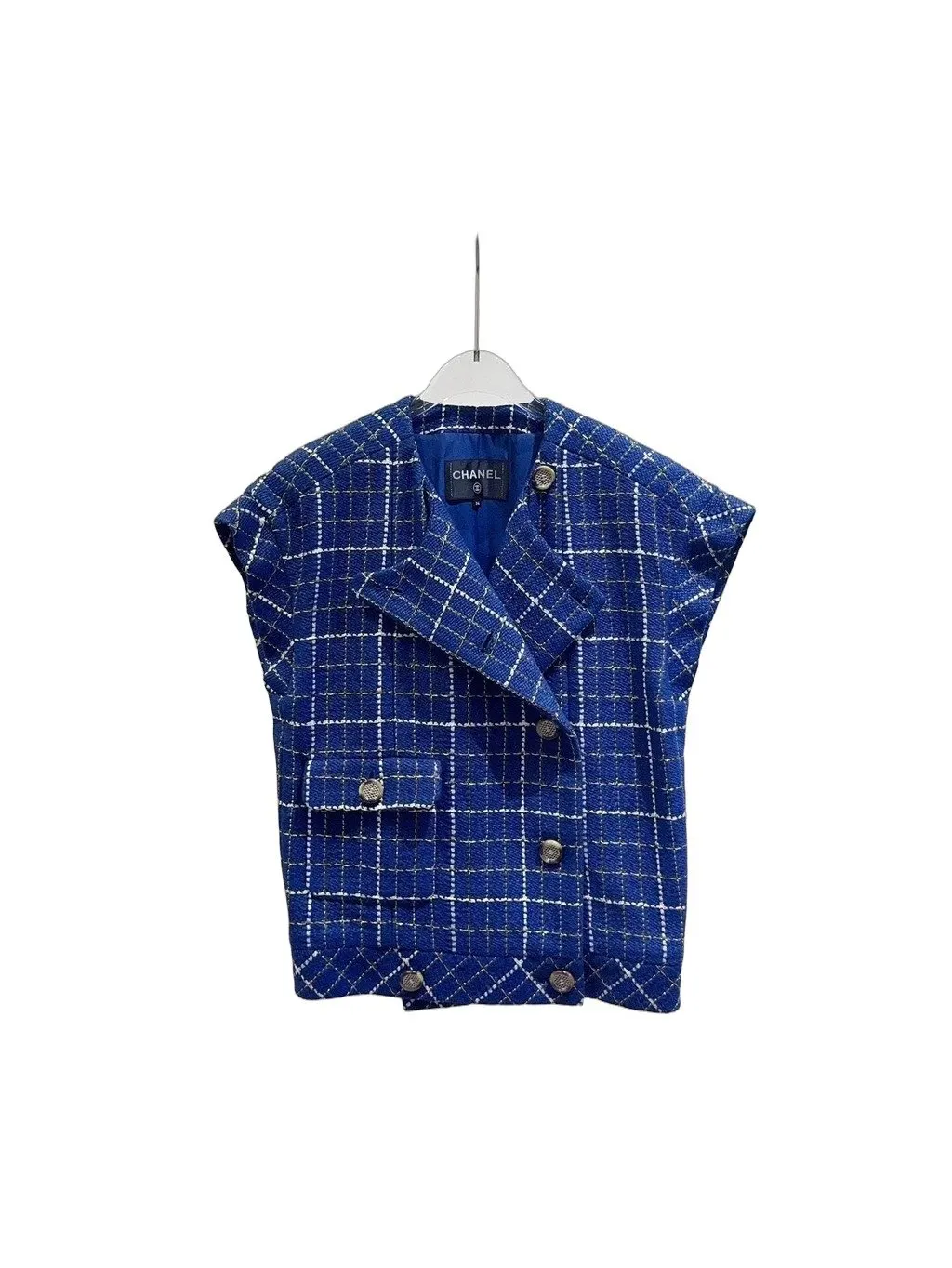 Chanel Blue Tweed Top Blue Tweed Very good - Front View