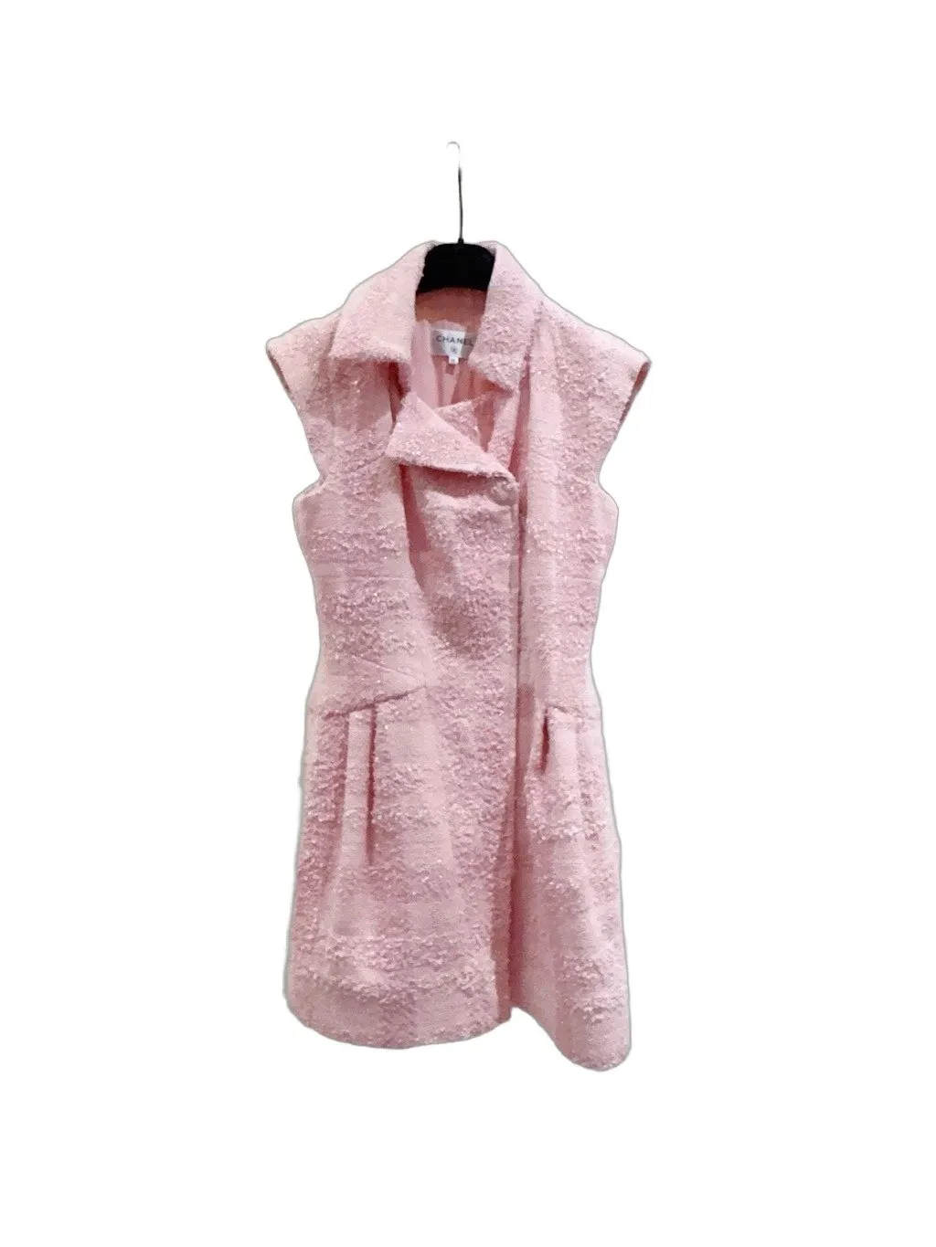 Chanel Pink Tweed Dress Pink Tweed Very good - Front View
