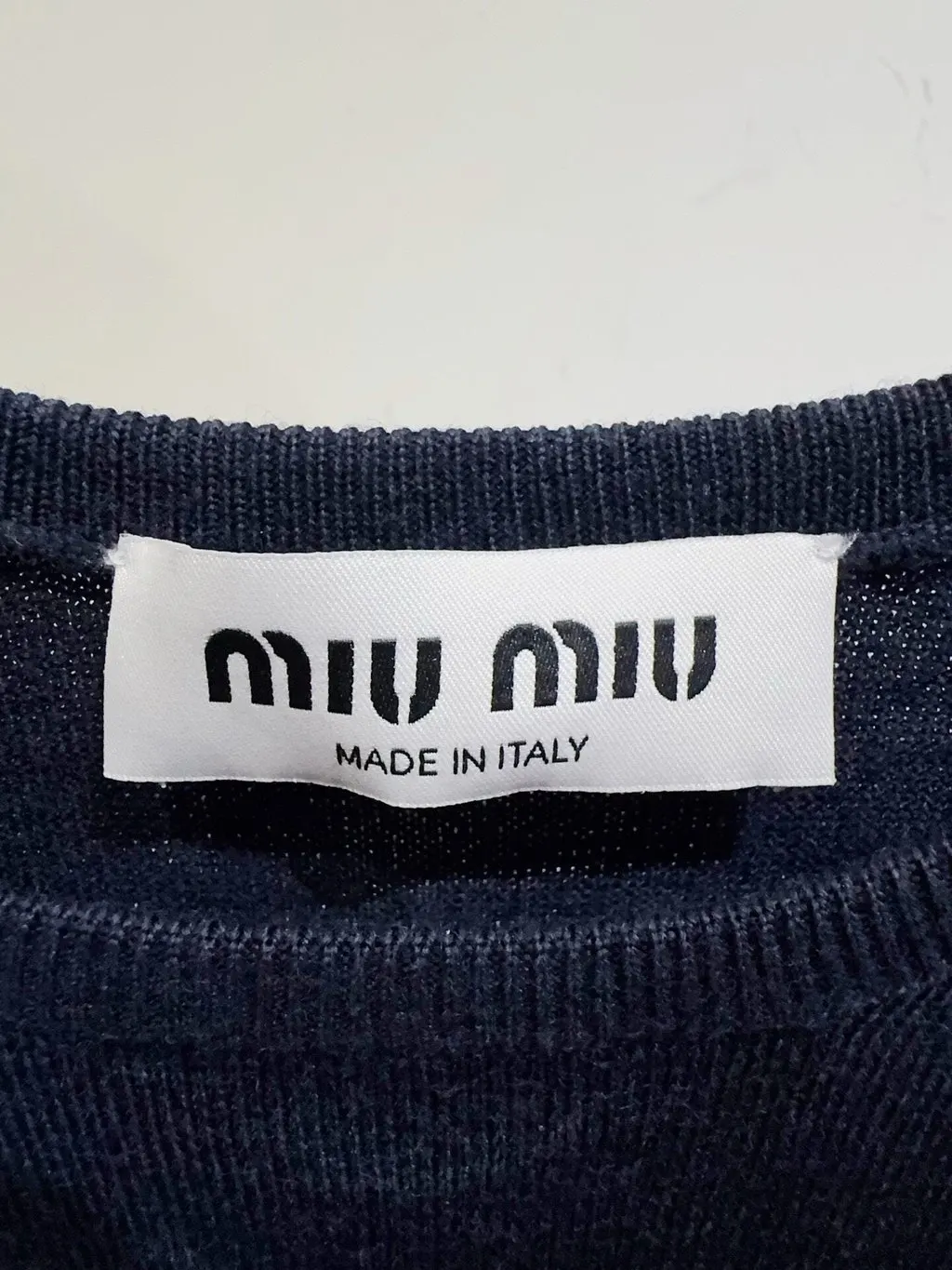 Miu Miu Navy Cotton Top Navy Cotton Good - Inside View