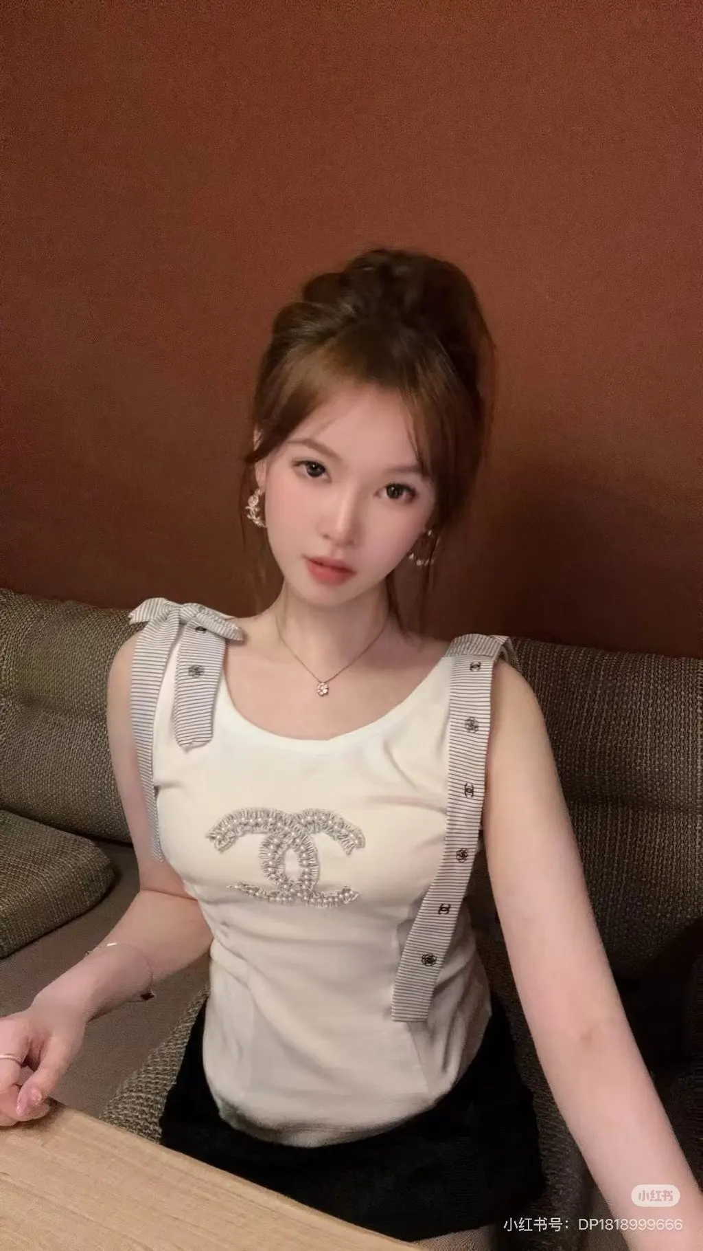 Chanel White Cotton Top White Cotton Very good - Model View