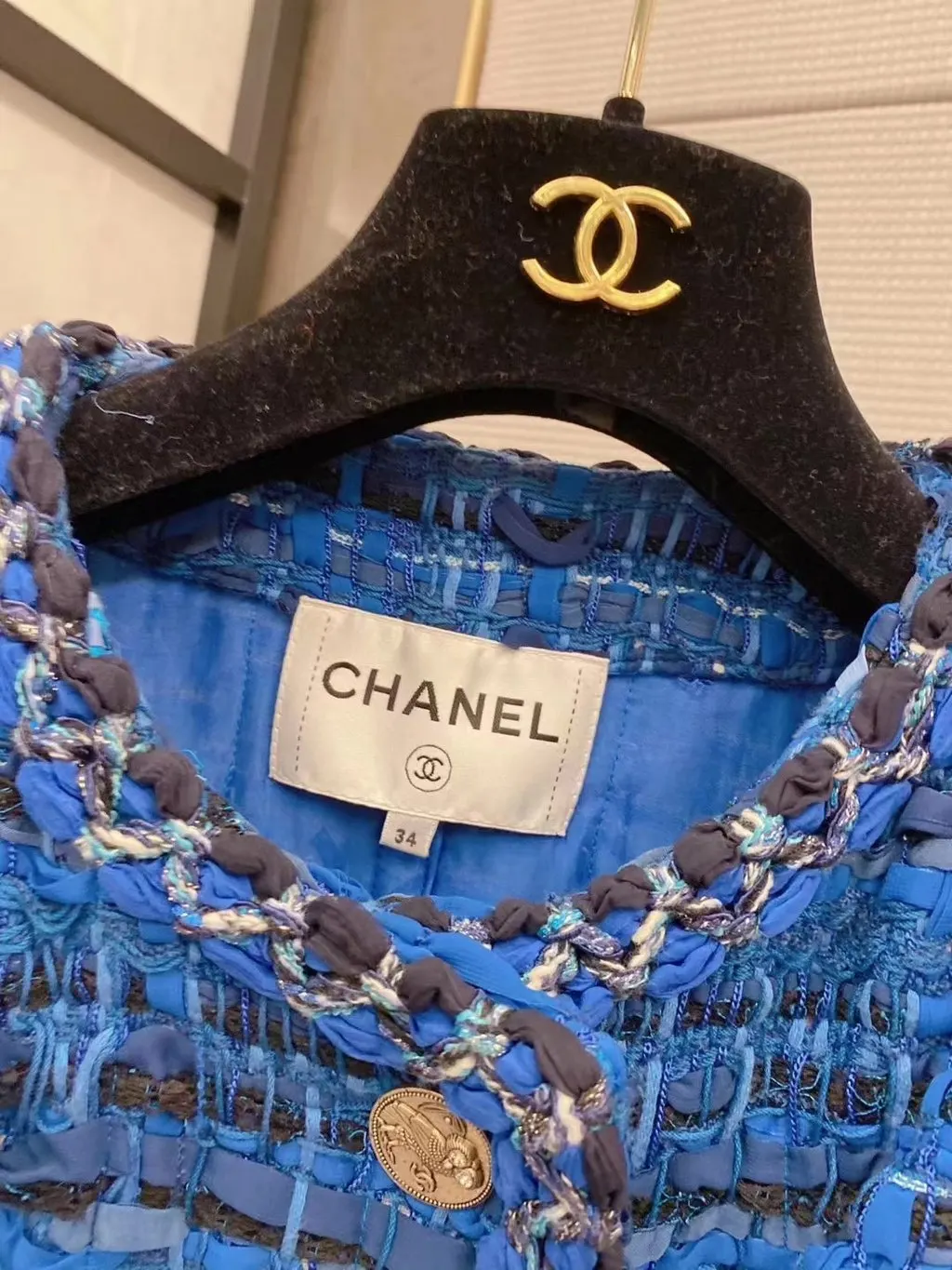 Chanel Navy Tweed Jacket Navy Tweed Very good - Box View