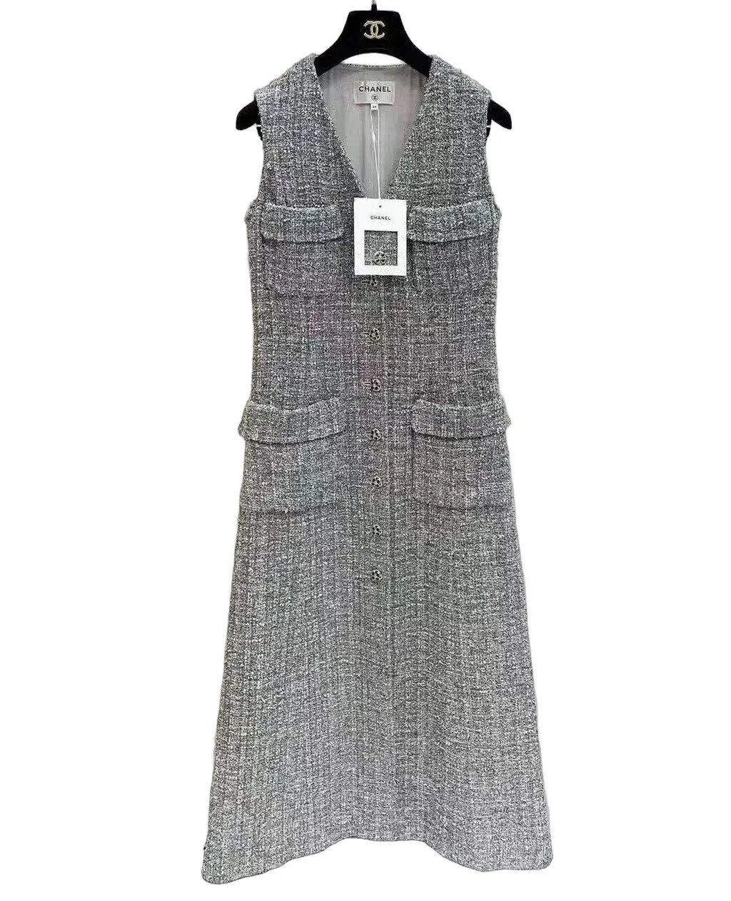 Chanel Grey Tweed Top Grey Tweed Very good - Front View