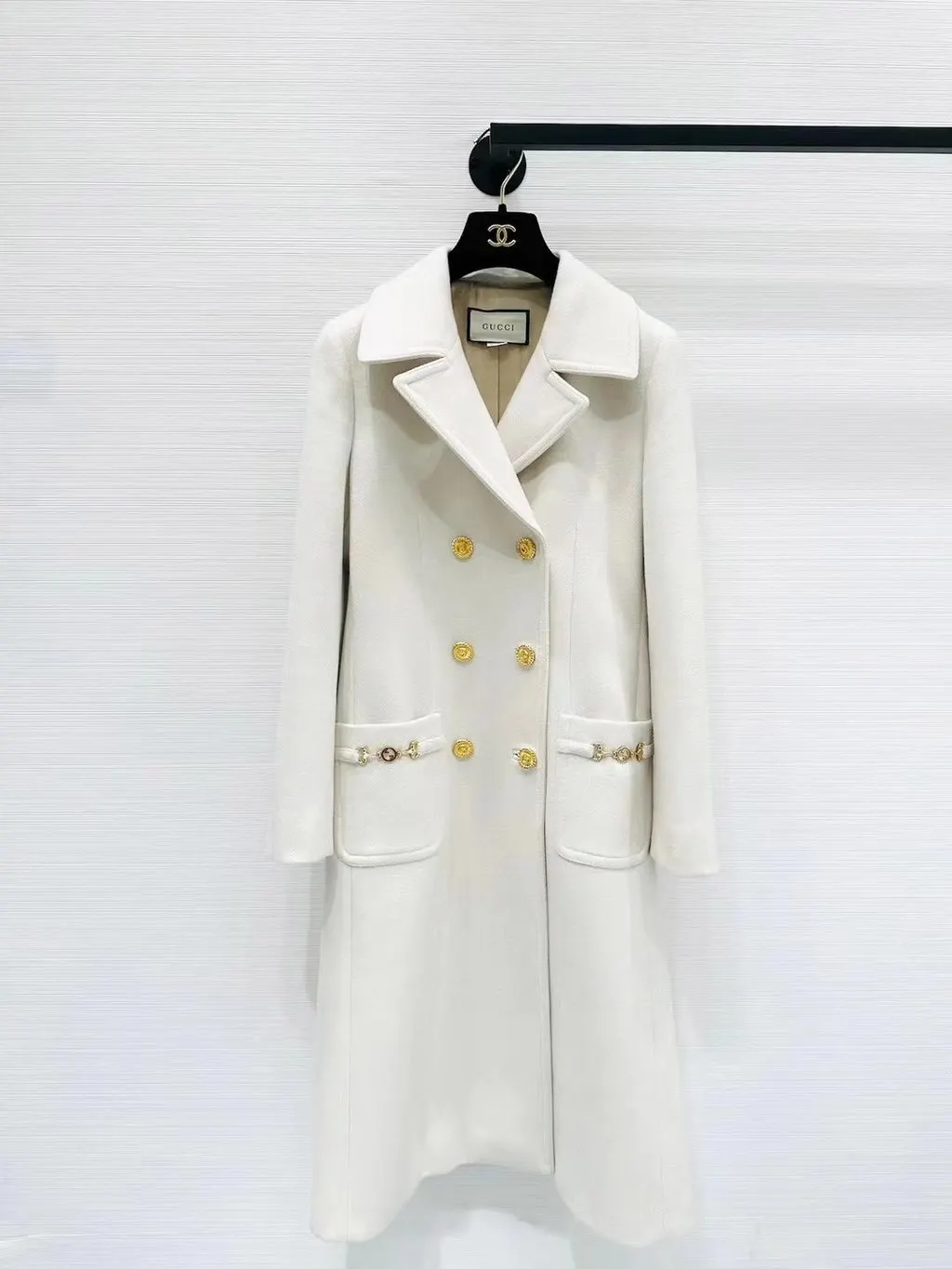 Gucci Wool Coat MultiColor Wool Never worn, with tag - Model View