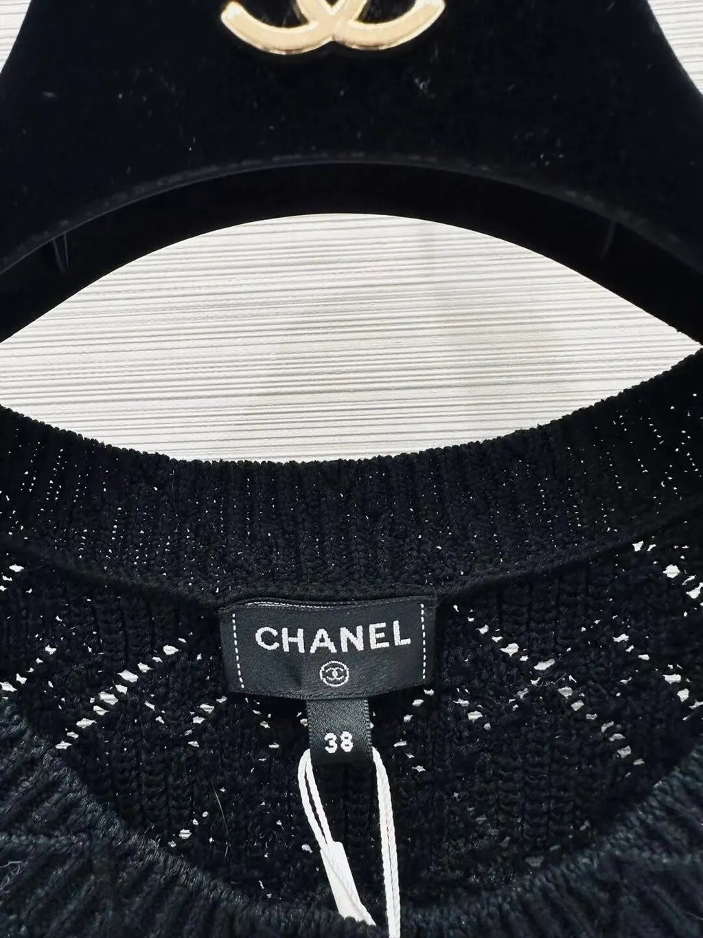 Chanel Black Cotton Knitwear Black Cotton Never worn - Back View