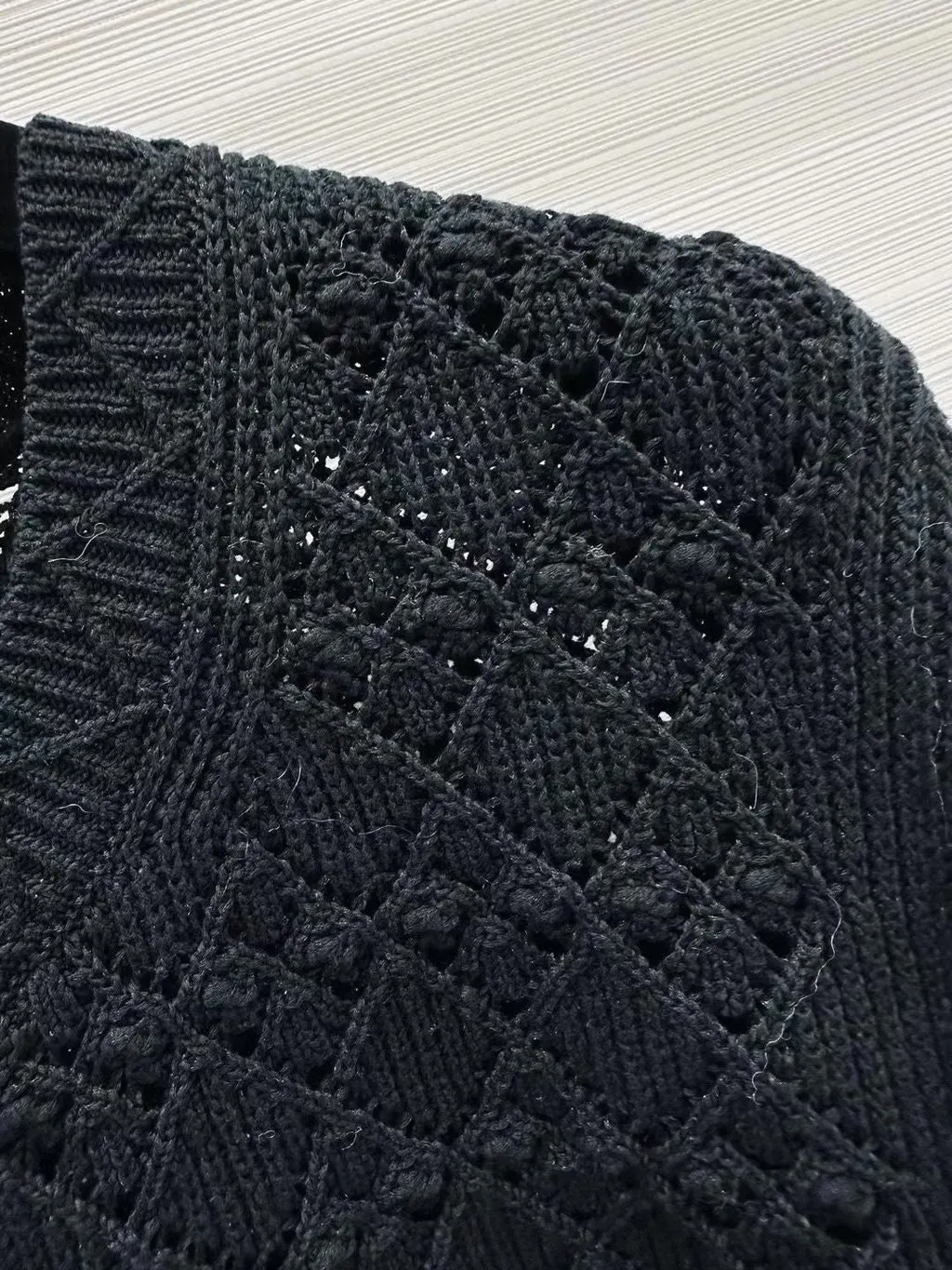 Chanel Black Cotton Knitwear Black Cotton Never worn - Inside View