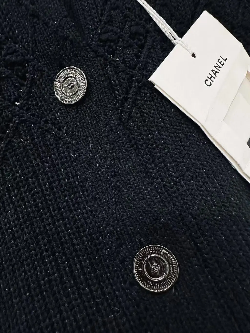 Chanel Black Cotton Knitwear Black Cotton Never worn - Model View