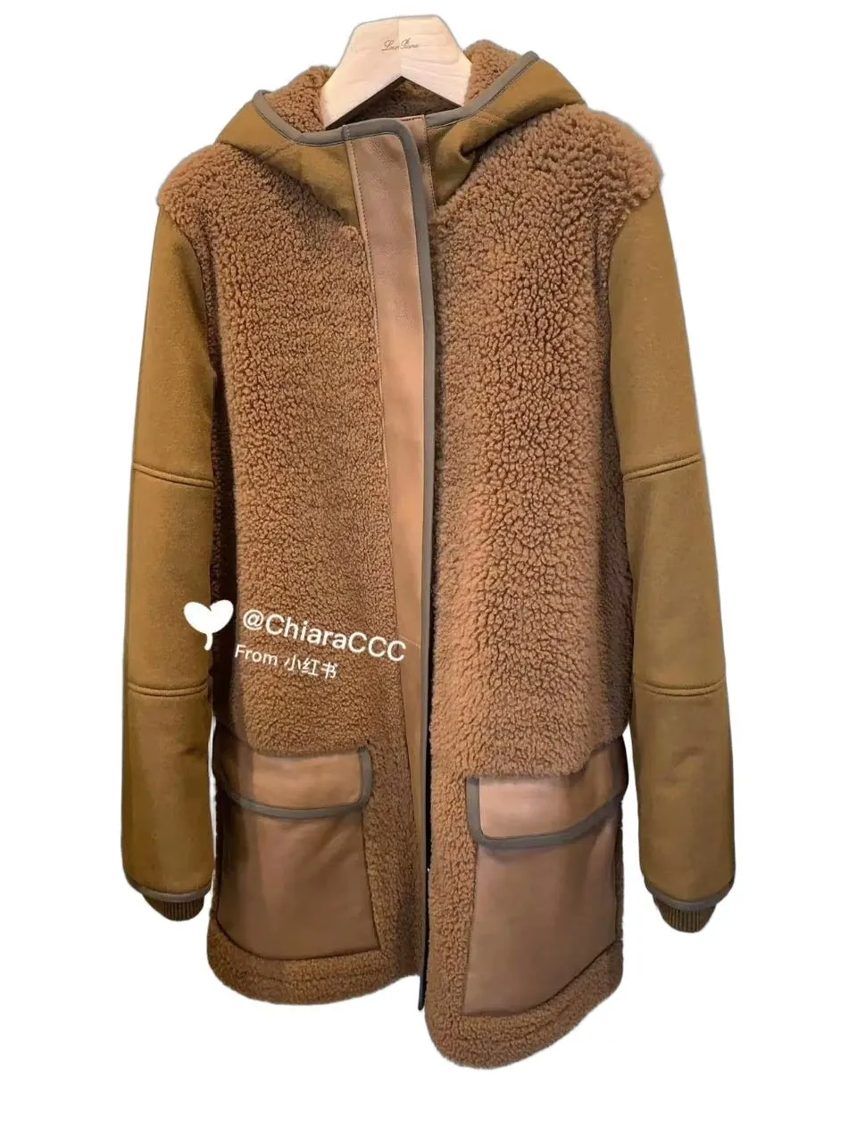 Loro Piana Brown Shearling Coat Brown Shearling Very good - Front View
