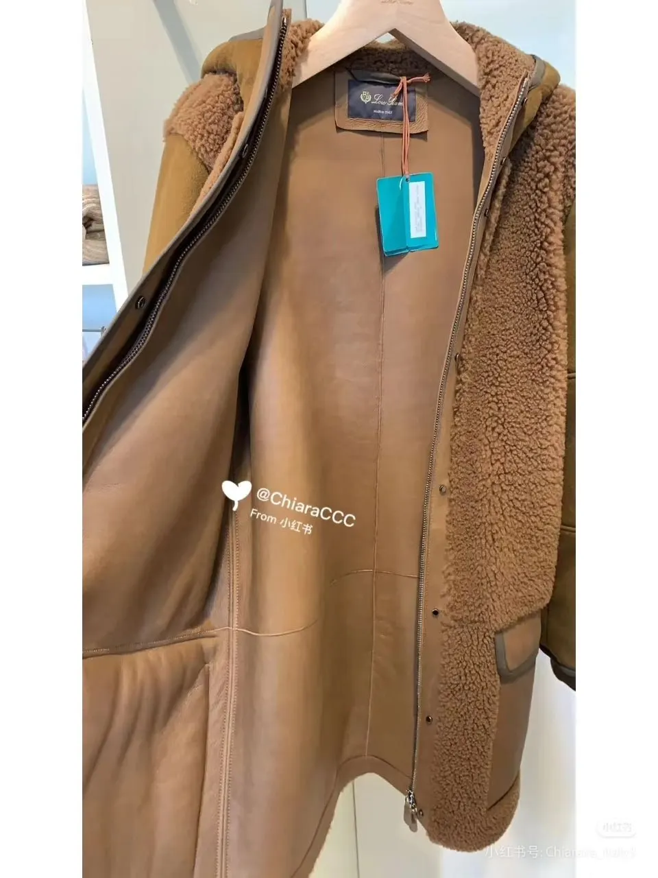 Loro Piana Brown Shearling Coat Brown Shearling Very good - Back View