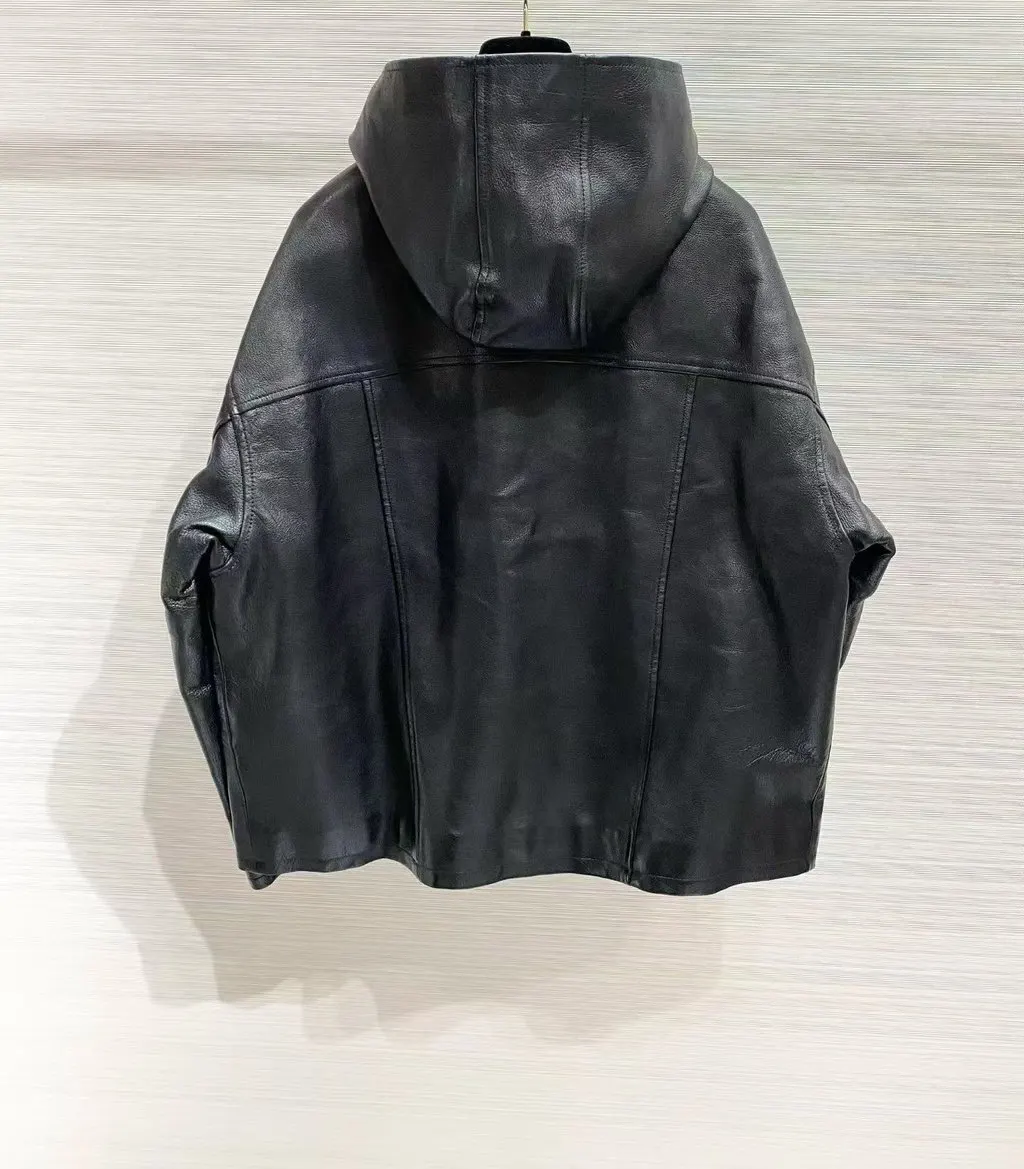 Celine Black Leather Jacket Black Leather Very good - Back View