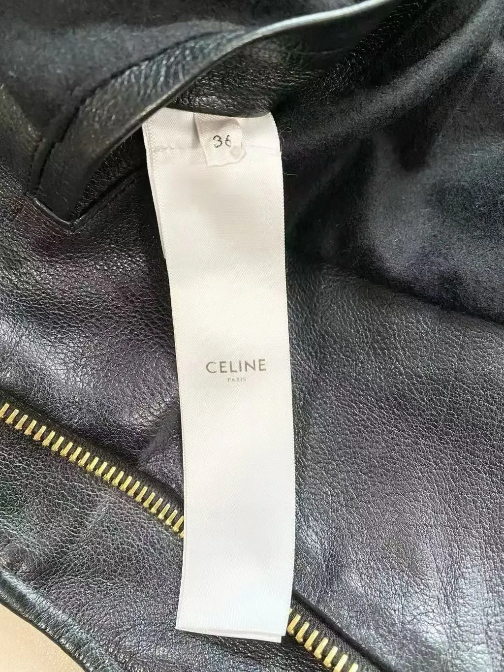 Celine Black Leather Jacket Black Leather Very good - Box View