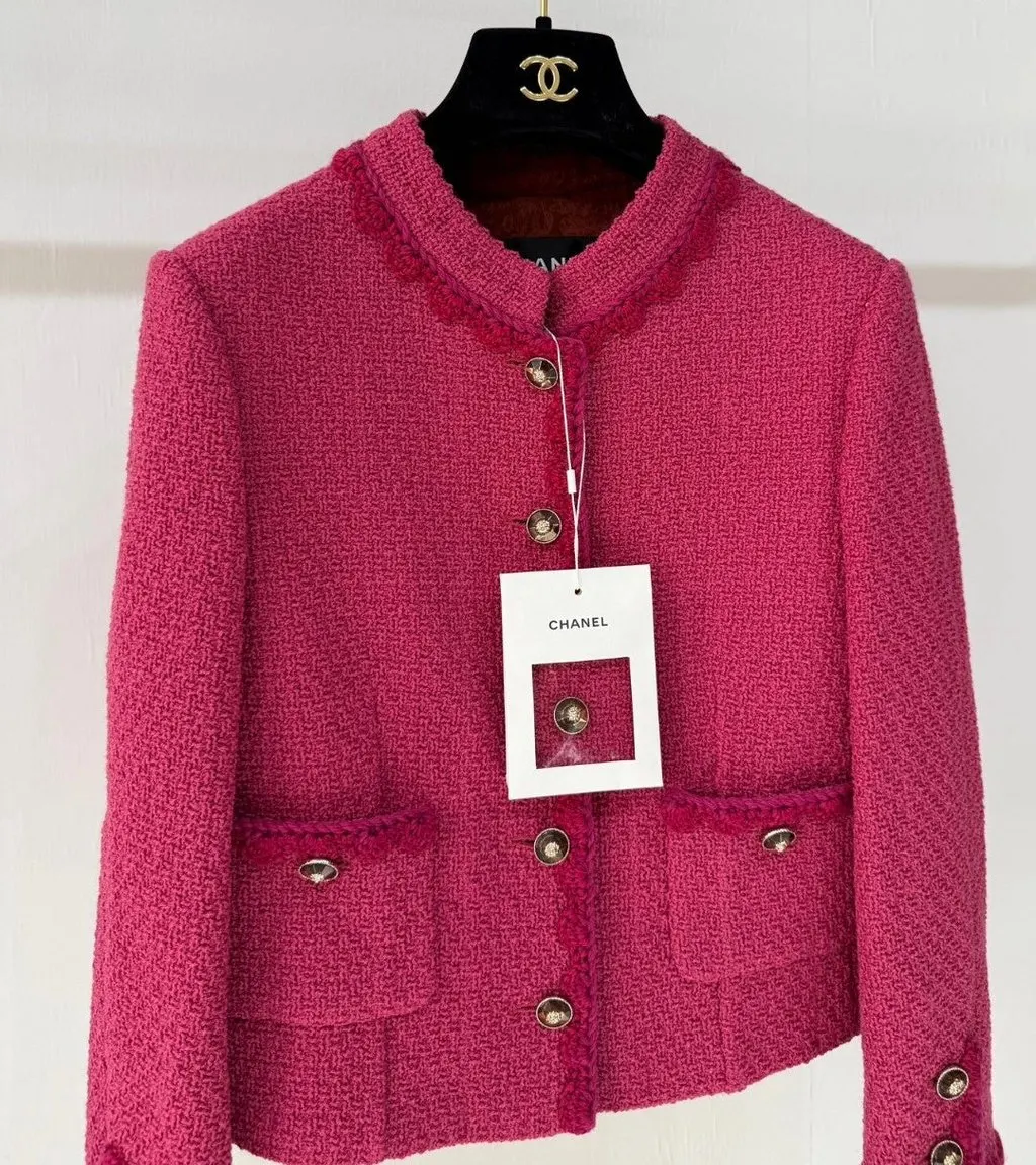 Chanel Red Tweed Jacket Red Tweed Very good - Back View